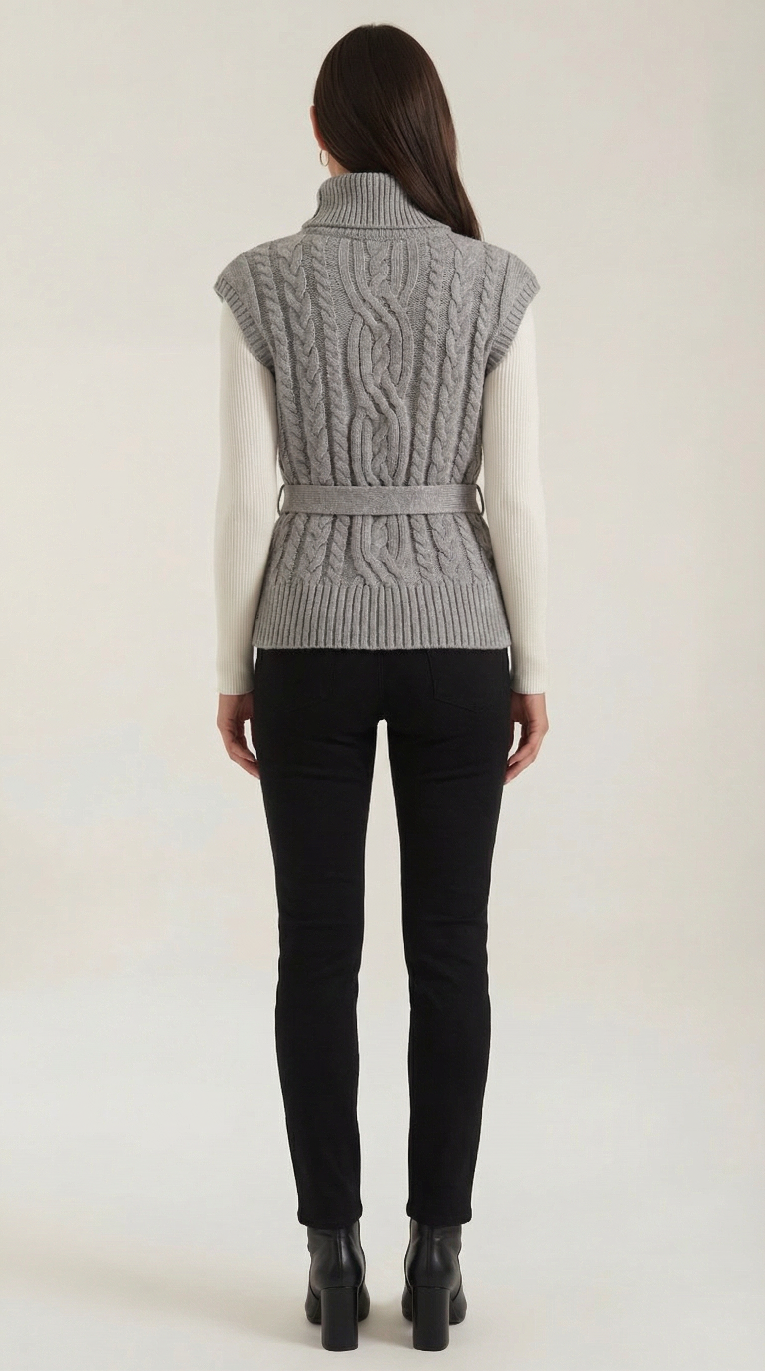 Wendy Roll Neck Cable Knit Vest