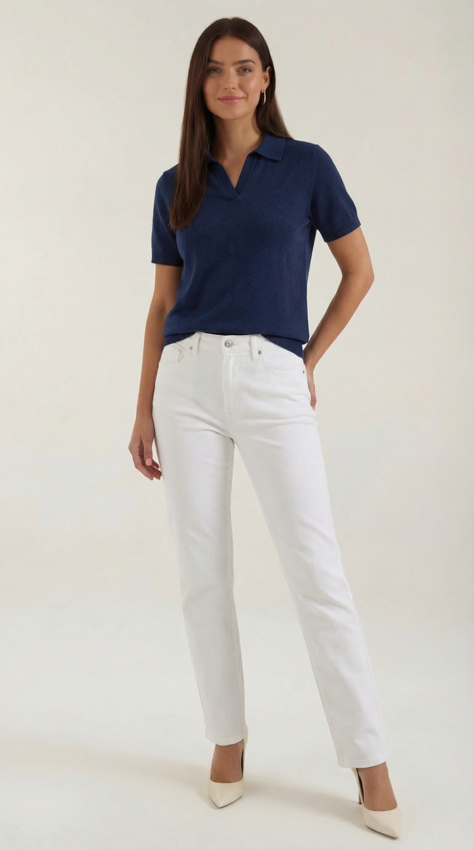 Rita Knitted Short-Sleeved Polo Top