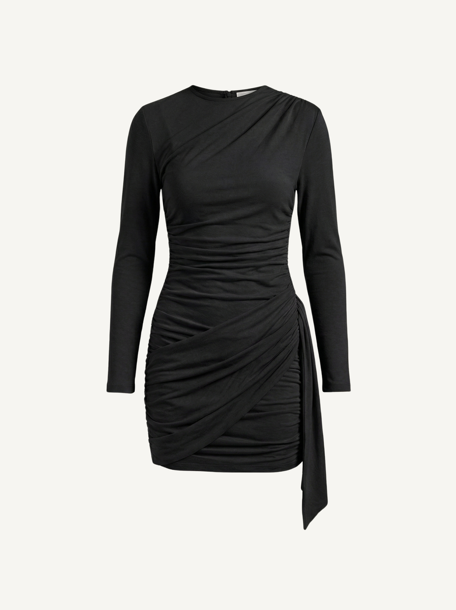 Devon Long Sleeve Draped Bodycon Mini Dress