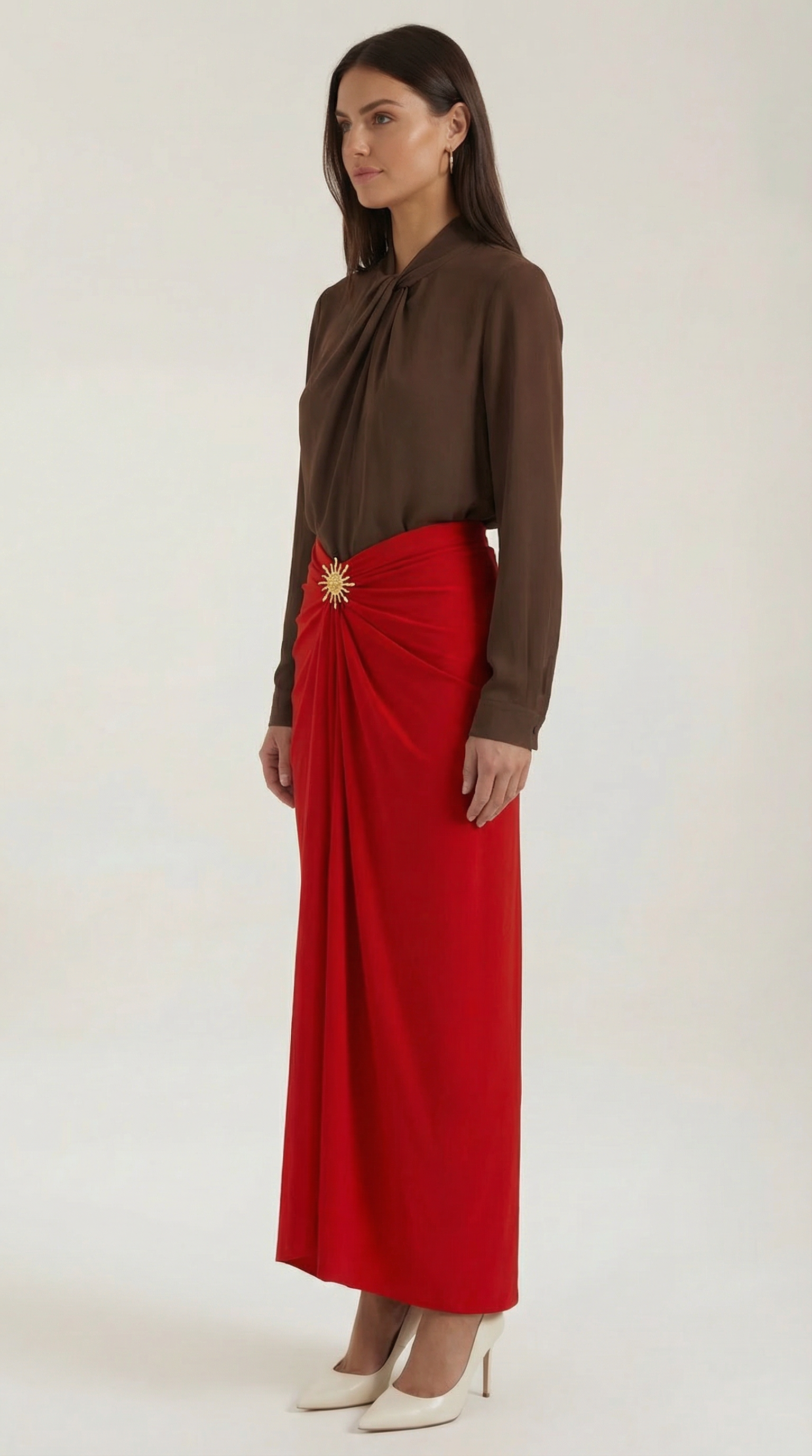 Cleo Ruched Midi Skirt