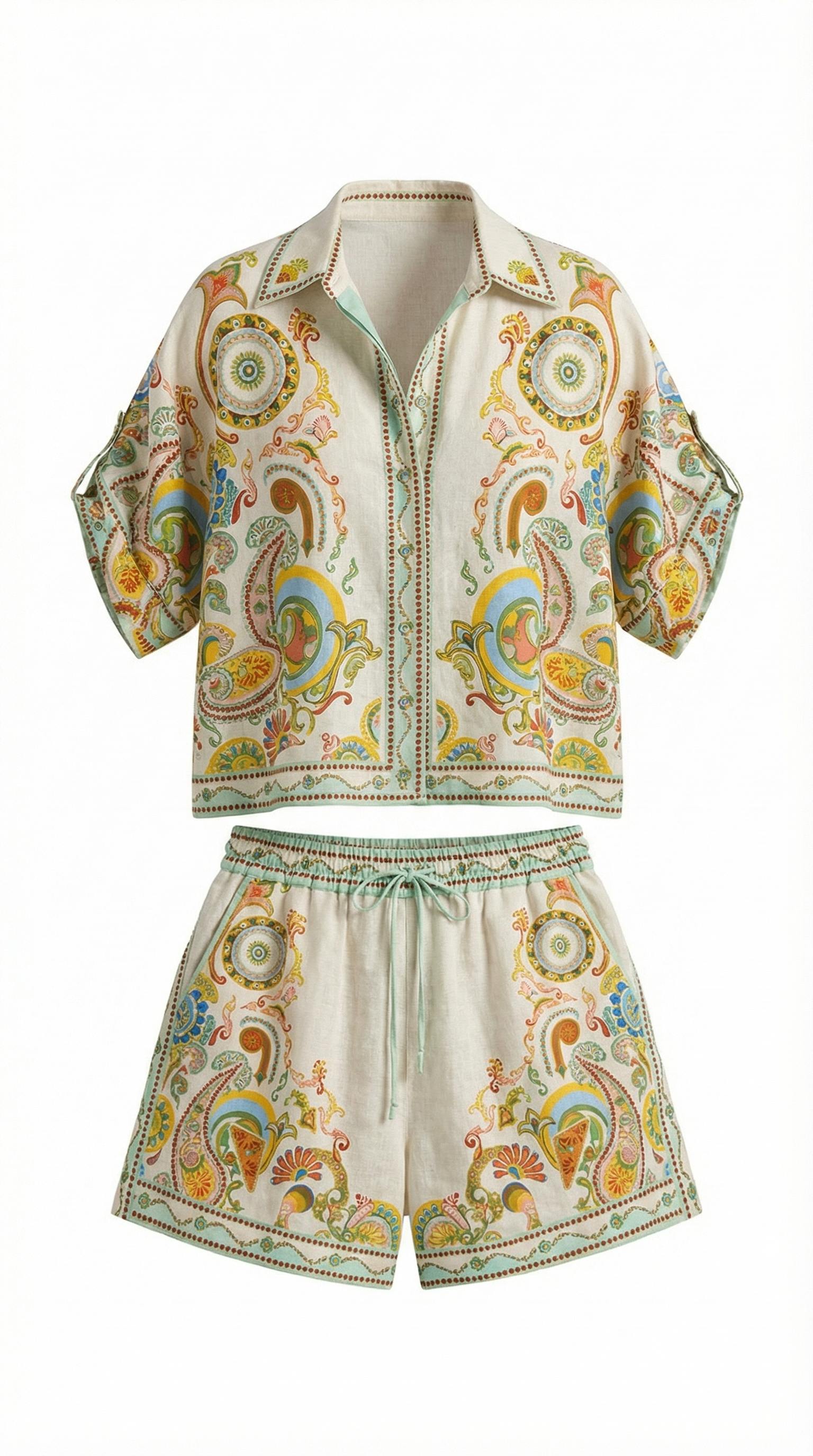 Brenda Boho Print Shirt and Shorts Set