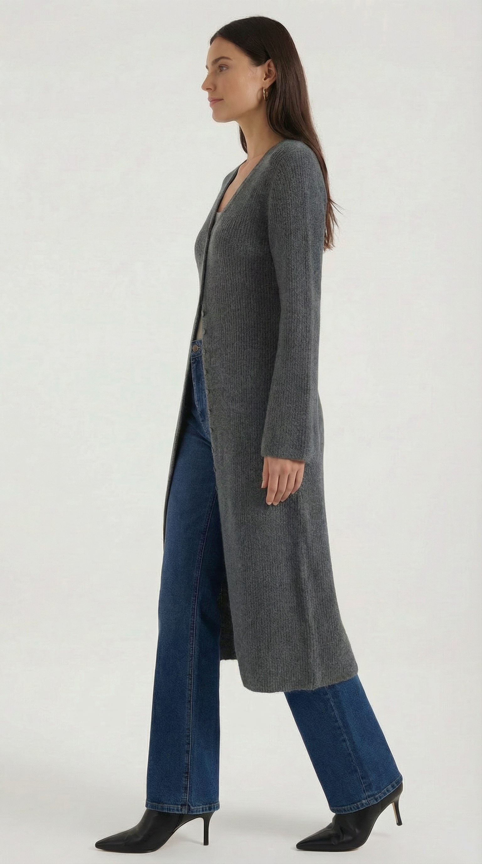 Valerie Ribbed V-Neck Maxi Cardigan