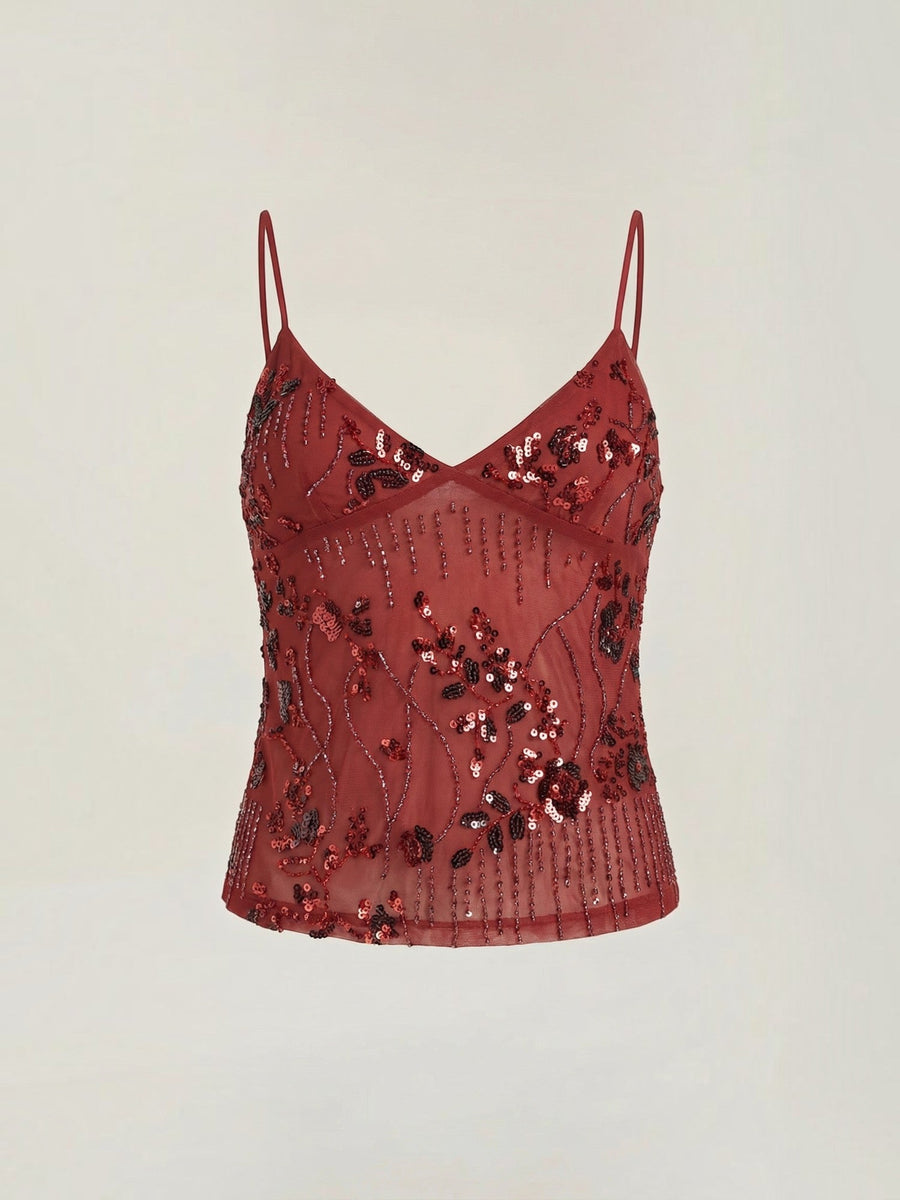 Dottie Sequin V Neck Cami Top