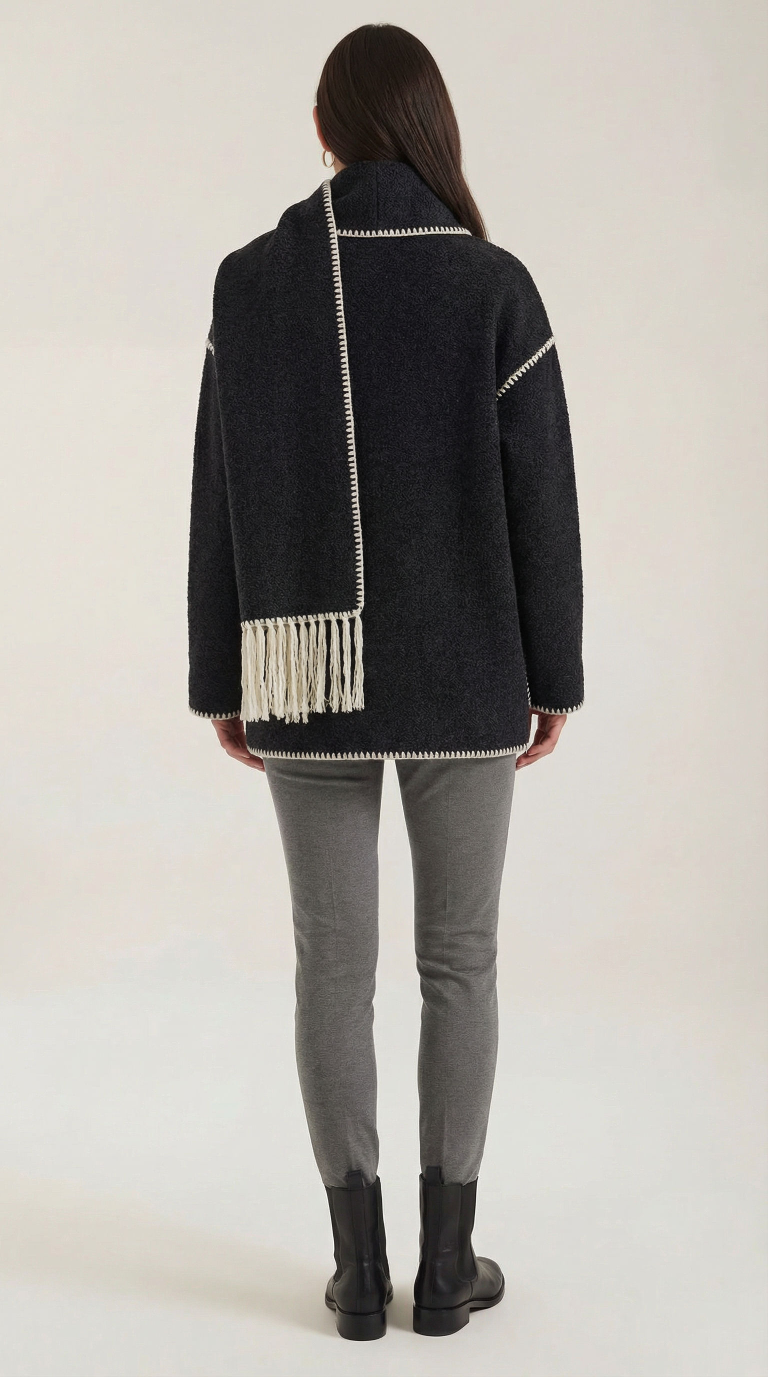 Catherine Contrast Trim Scarf Jacket