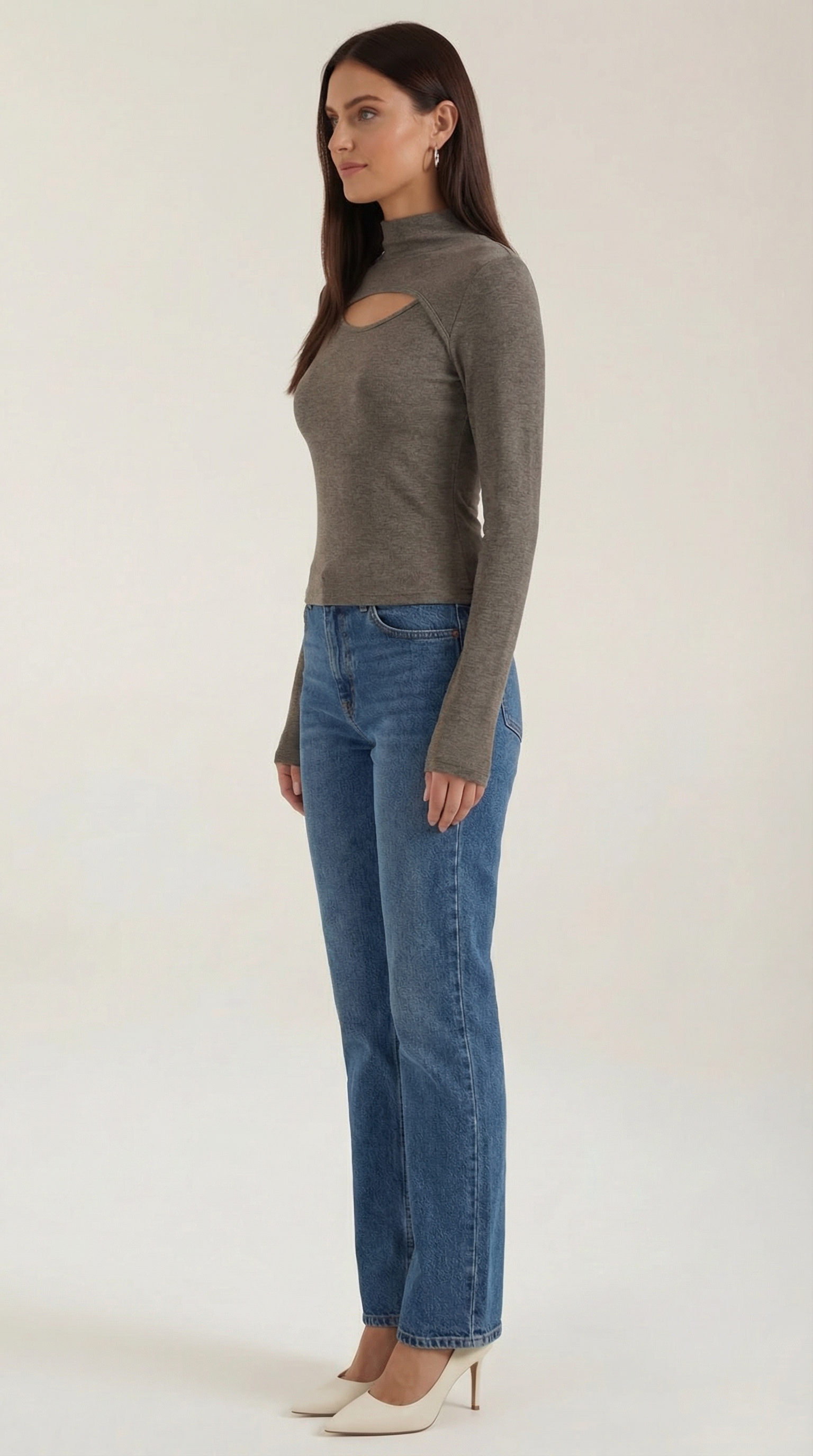 Barbara Chic Cutout Long-Sleeve Knit Top