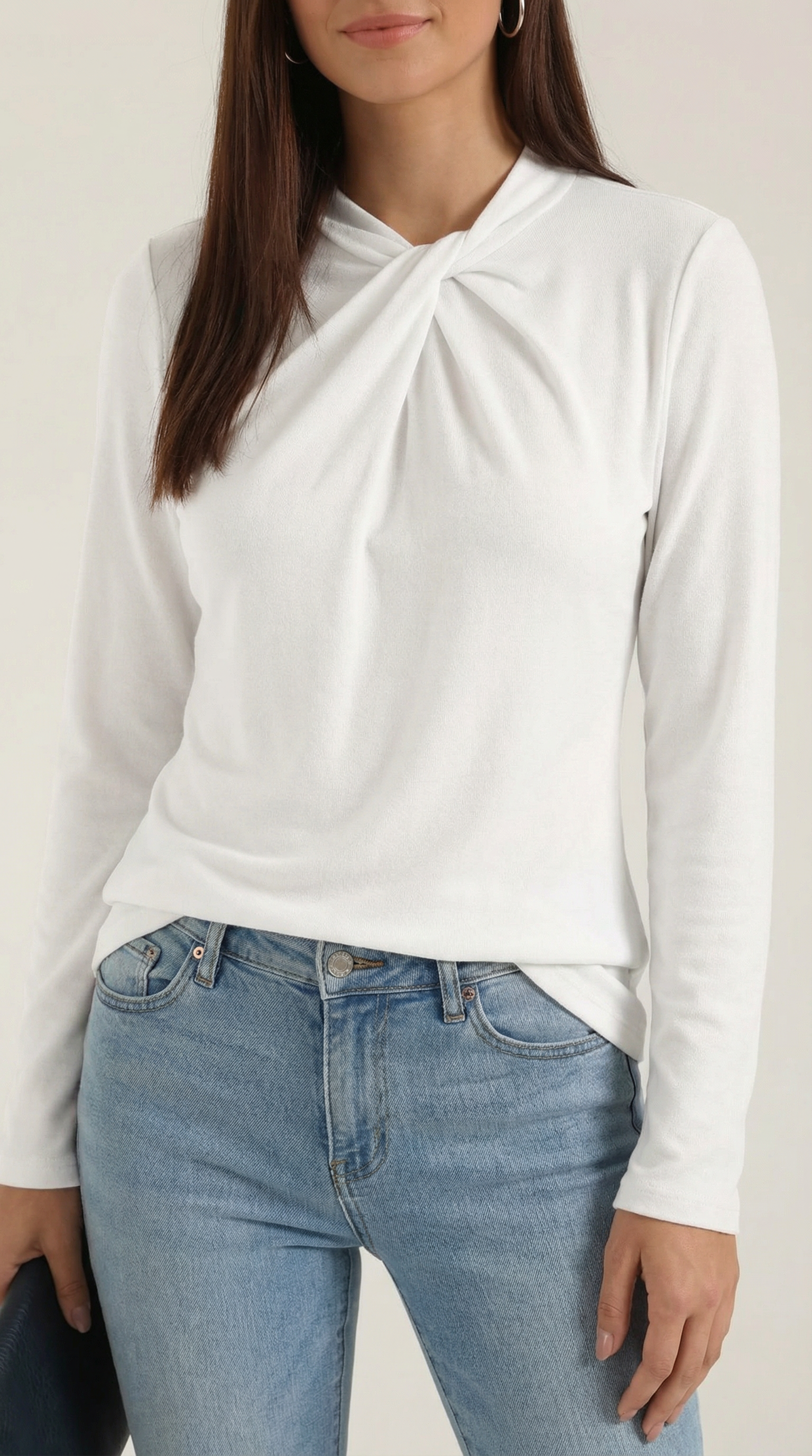 Jamie Knotted Mock Neck Blouse