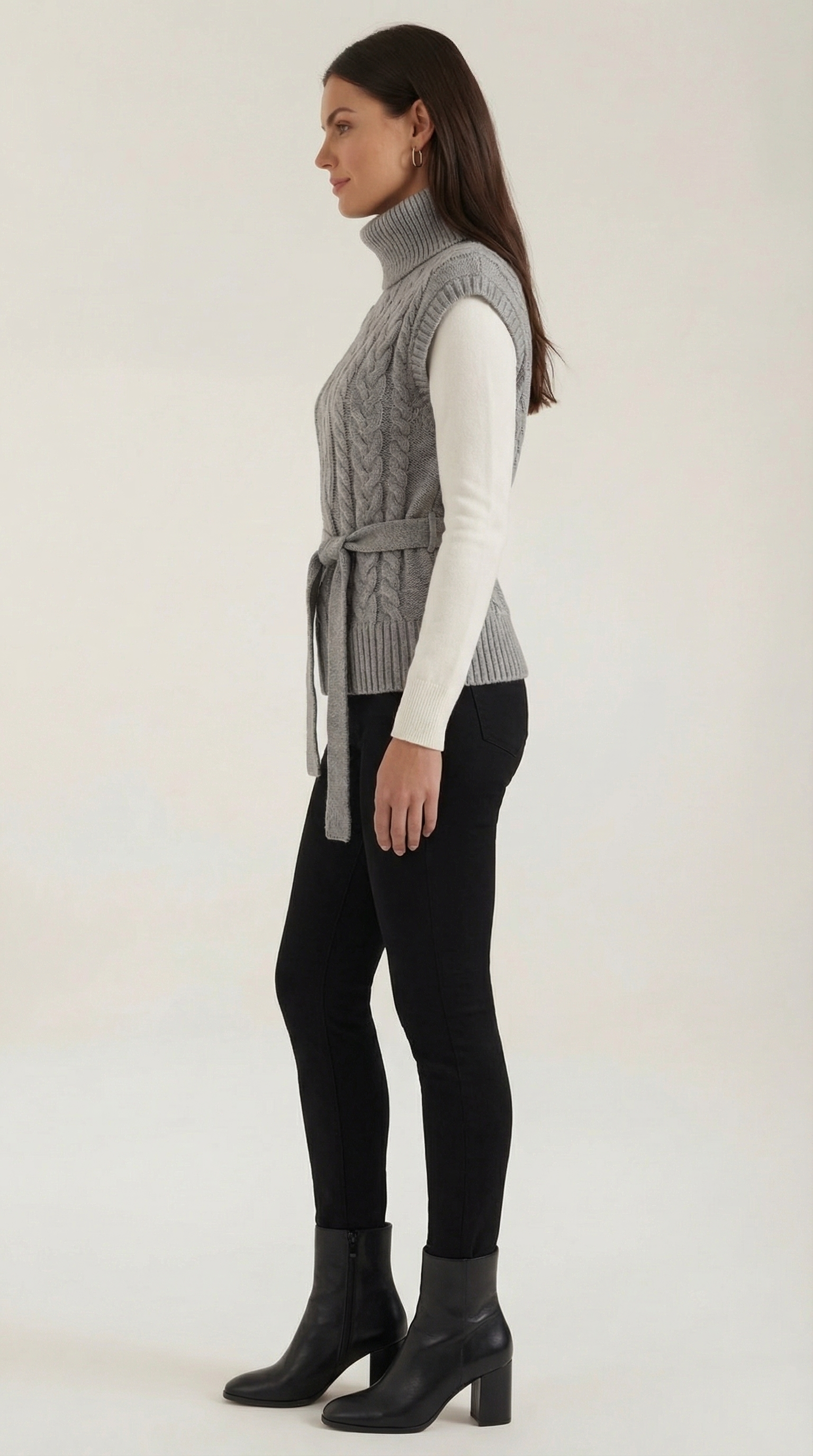 Wendy Roll Neck Cable Knit Vest