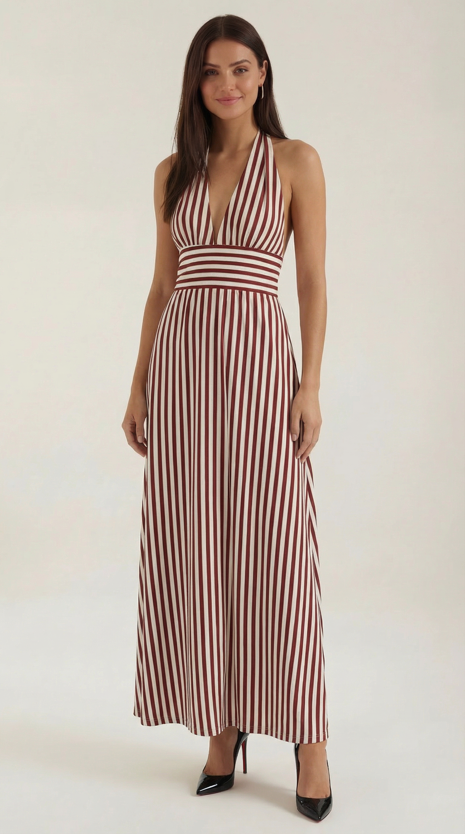 Sandra Striped V-neck Maxi Dress
