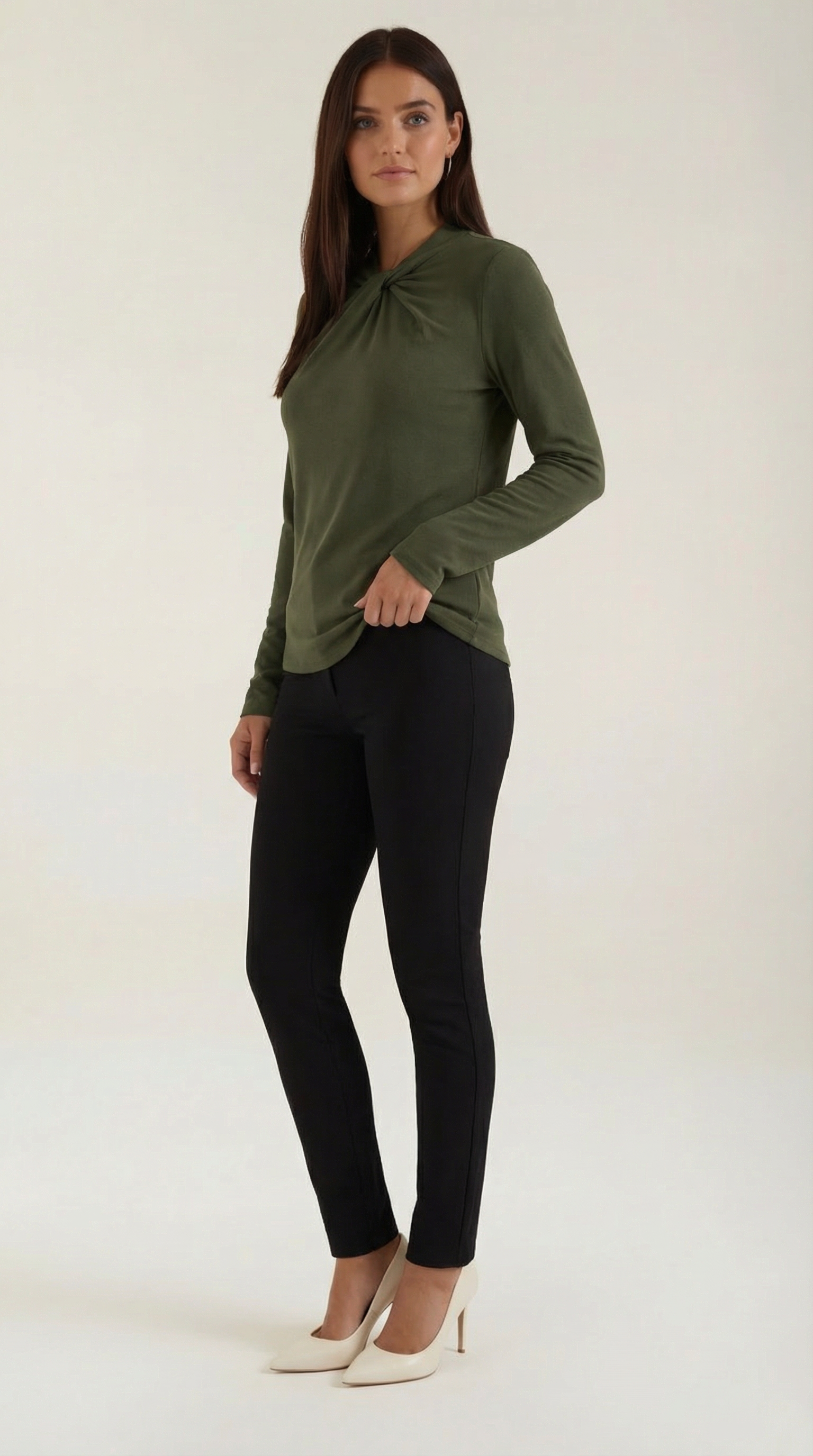 Jamie Knotted Mock Neck Blouse