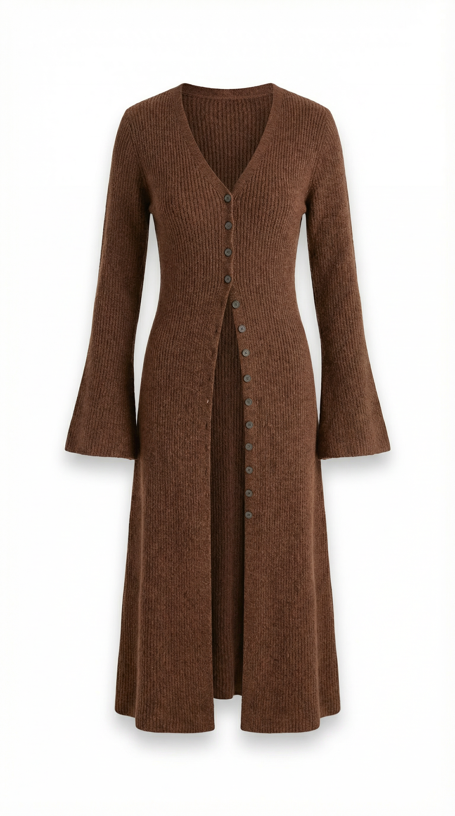 Valerie Ribbed V-Neck Maxi Cardigan