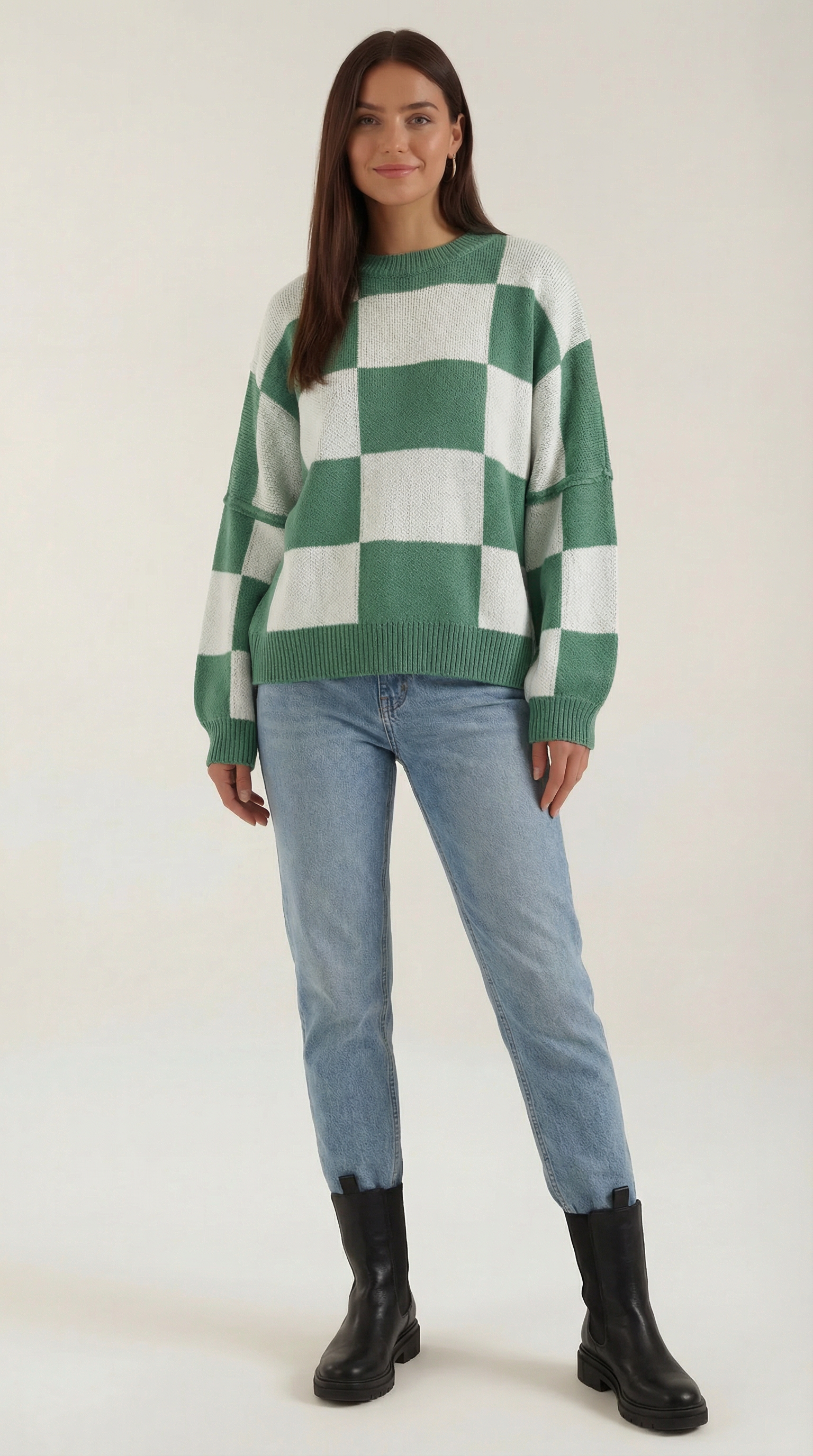 Emma Checkered Knit Sweater