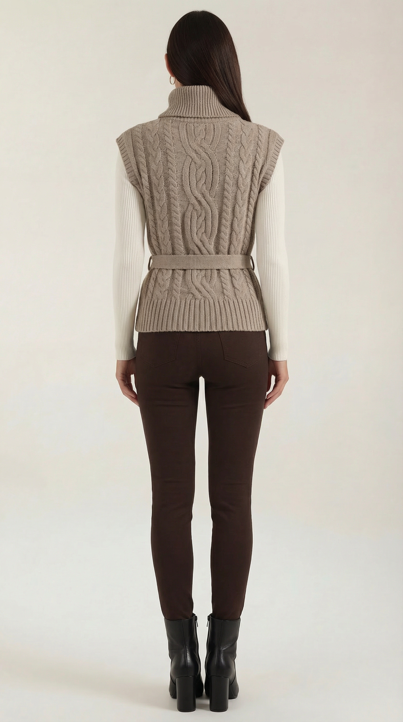 Wendy Roll Neck Cable Knit Vest