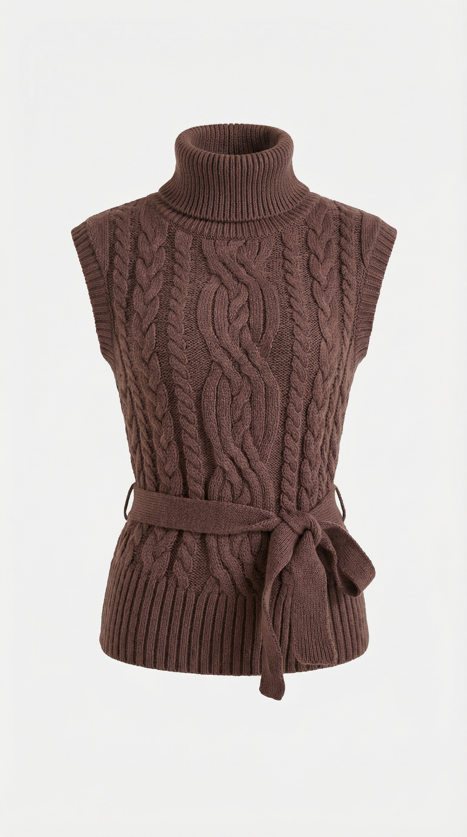 Wendy Roll Neck Cable Knit Vest