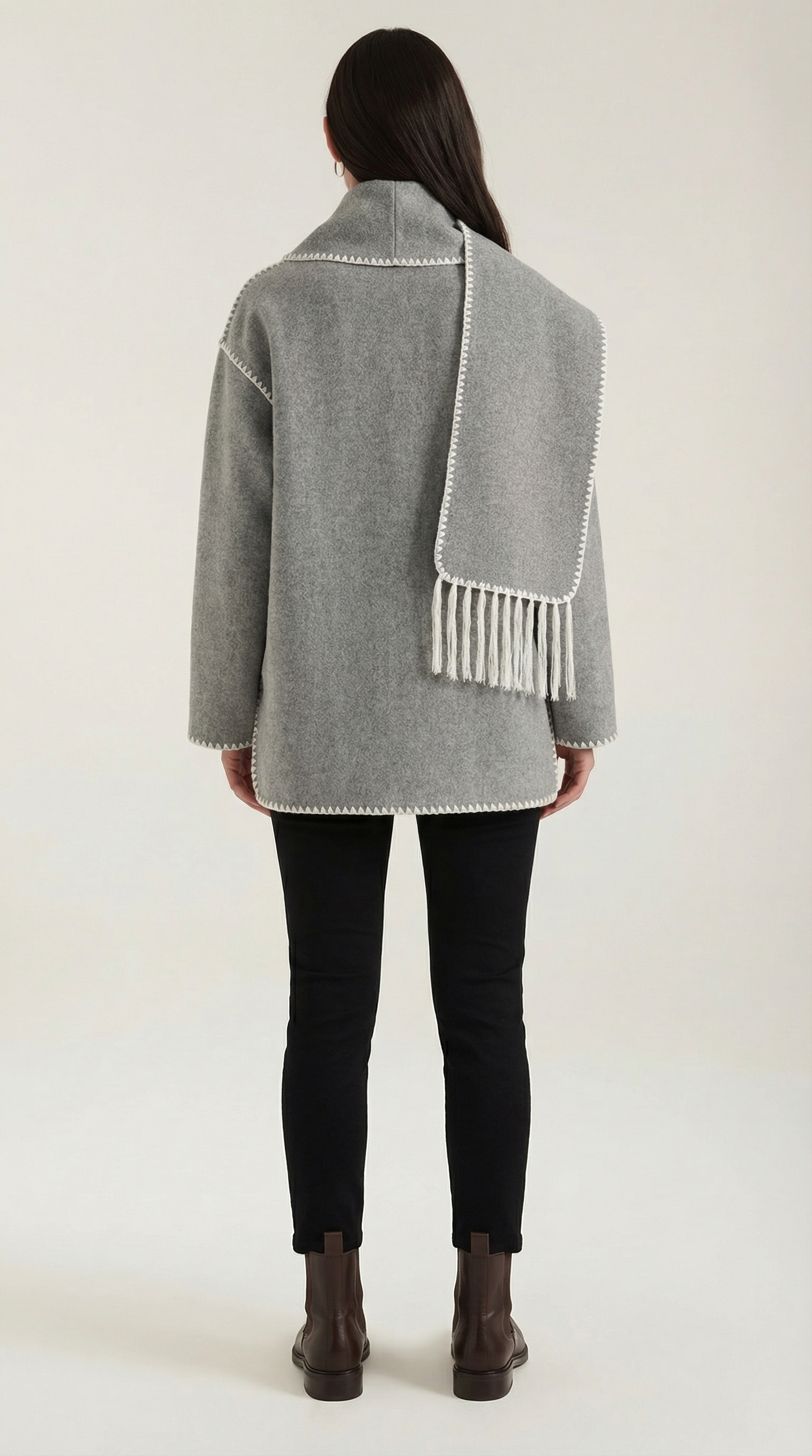 Catherine Contrast Trim Scarf Jacket