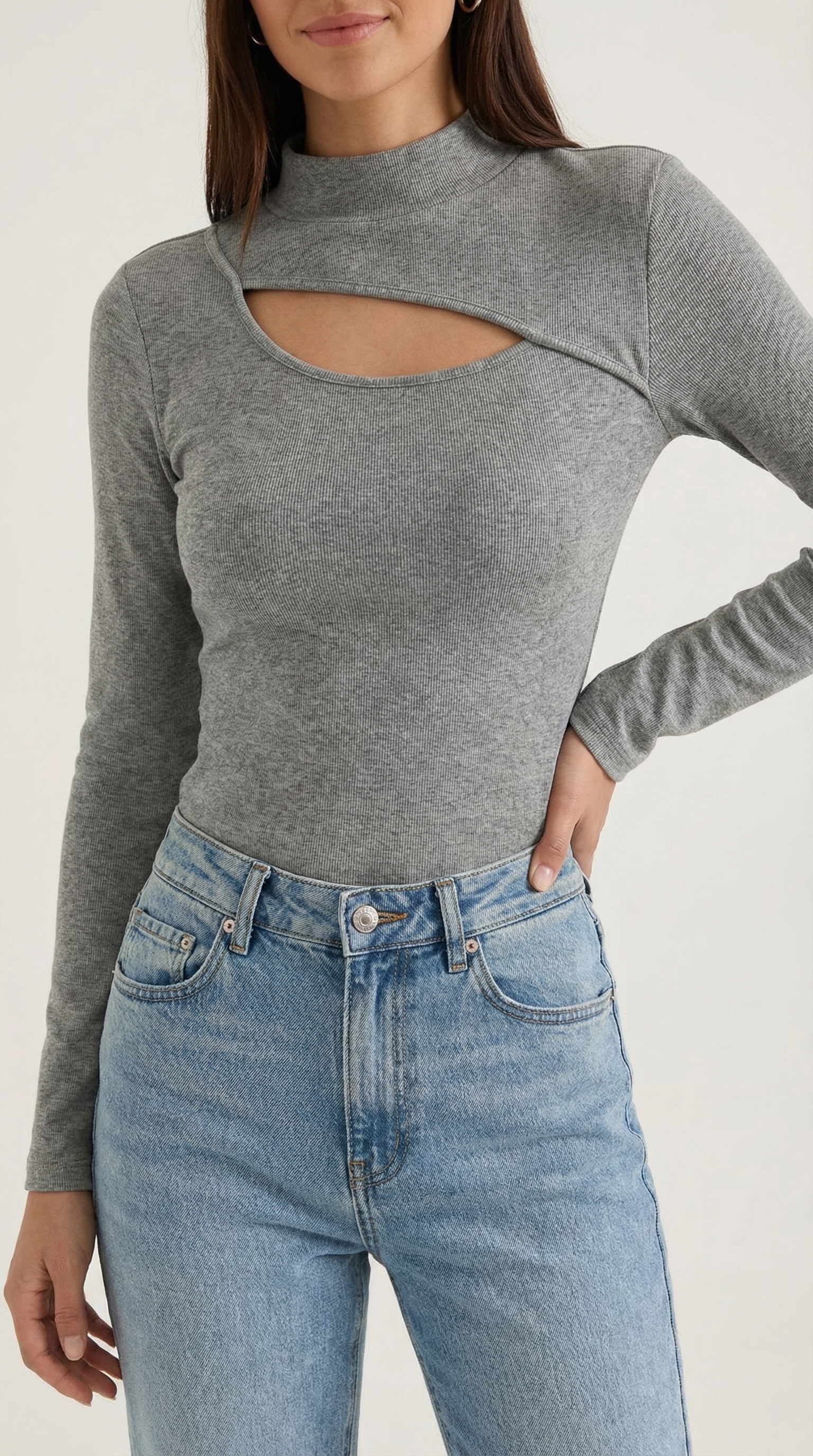 Barbara Chic Cutout Long-Sleeve Knit Top