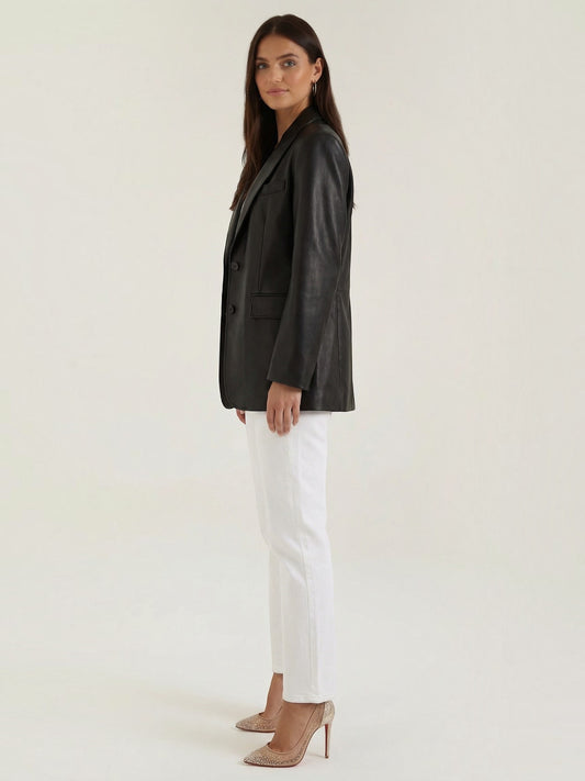 Catherine Oversized Leather Blazer
