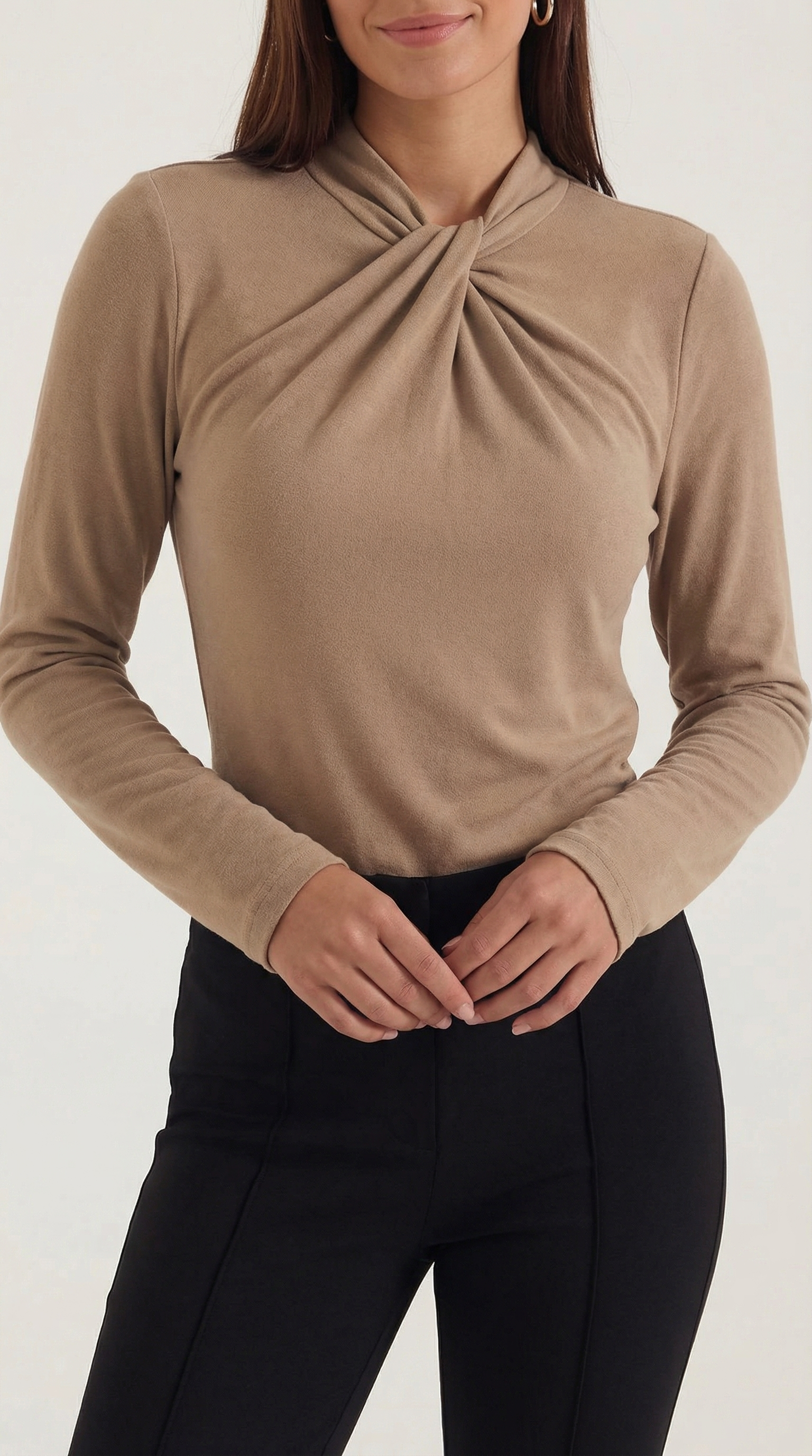 Jamie Knotted Mock Neck Blouse