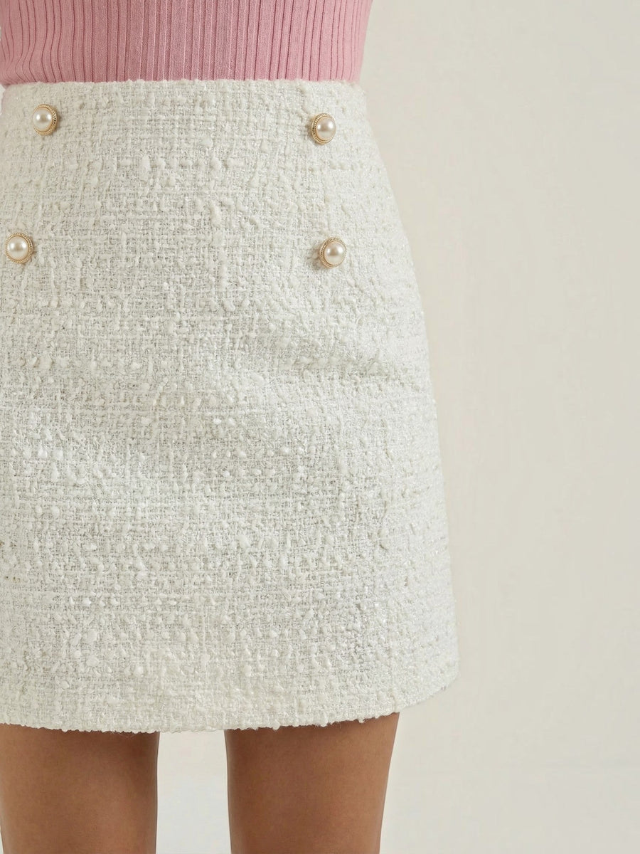 Isla Tweed Button Mini Skirt