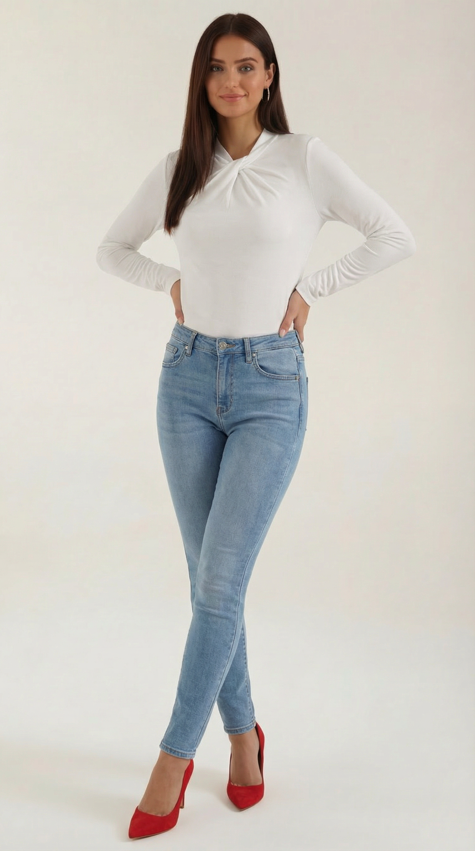 Jamie Knotted Mock Neck Blouse