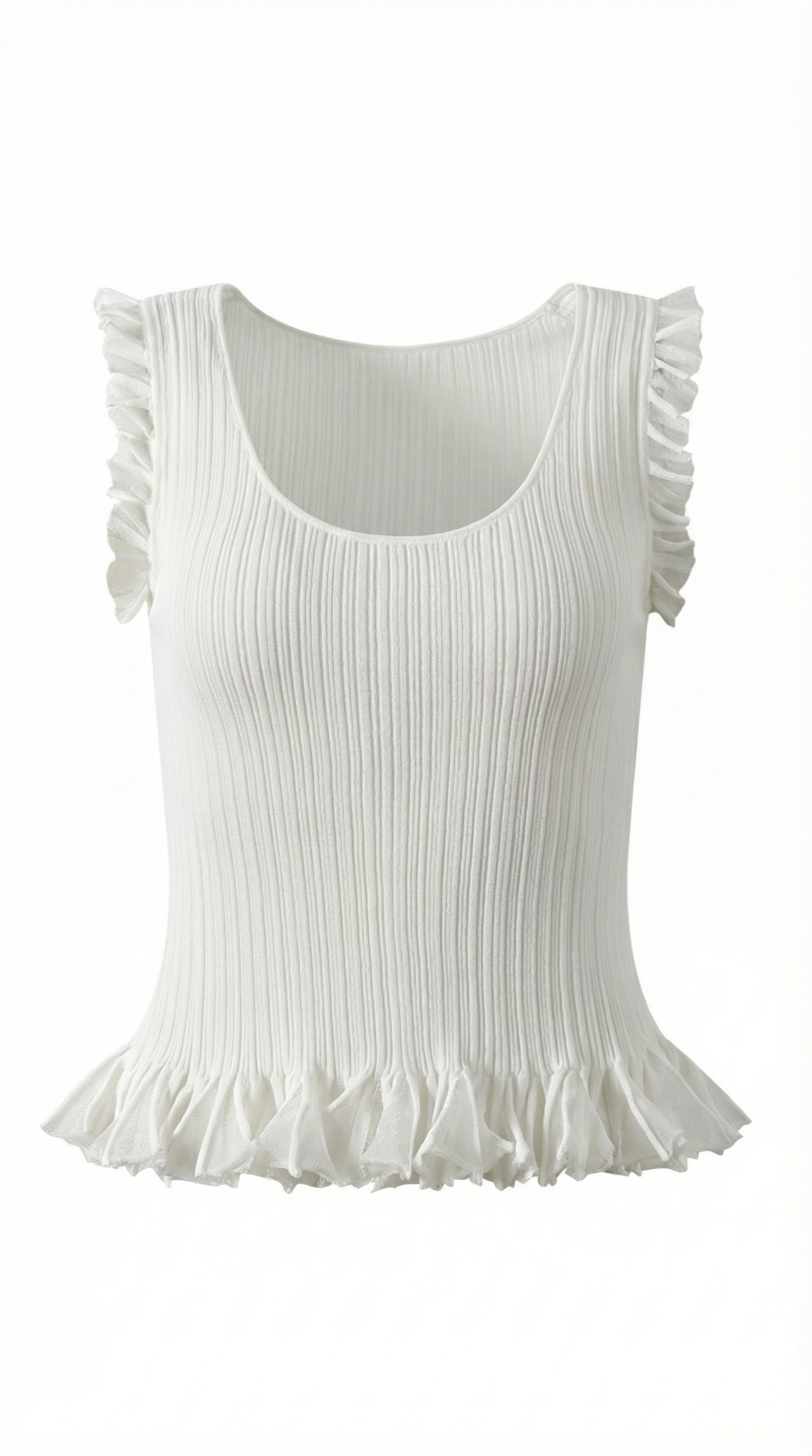 Carol Ribbed Knit Ruffle Top