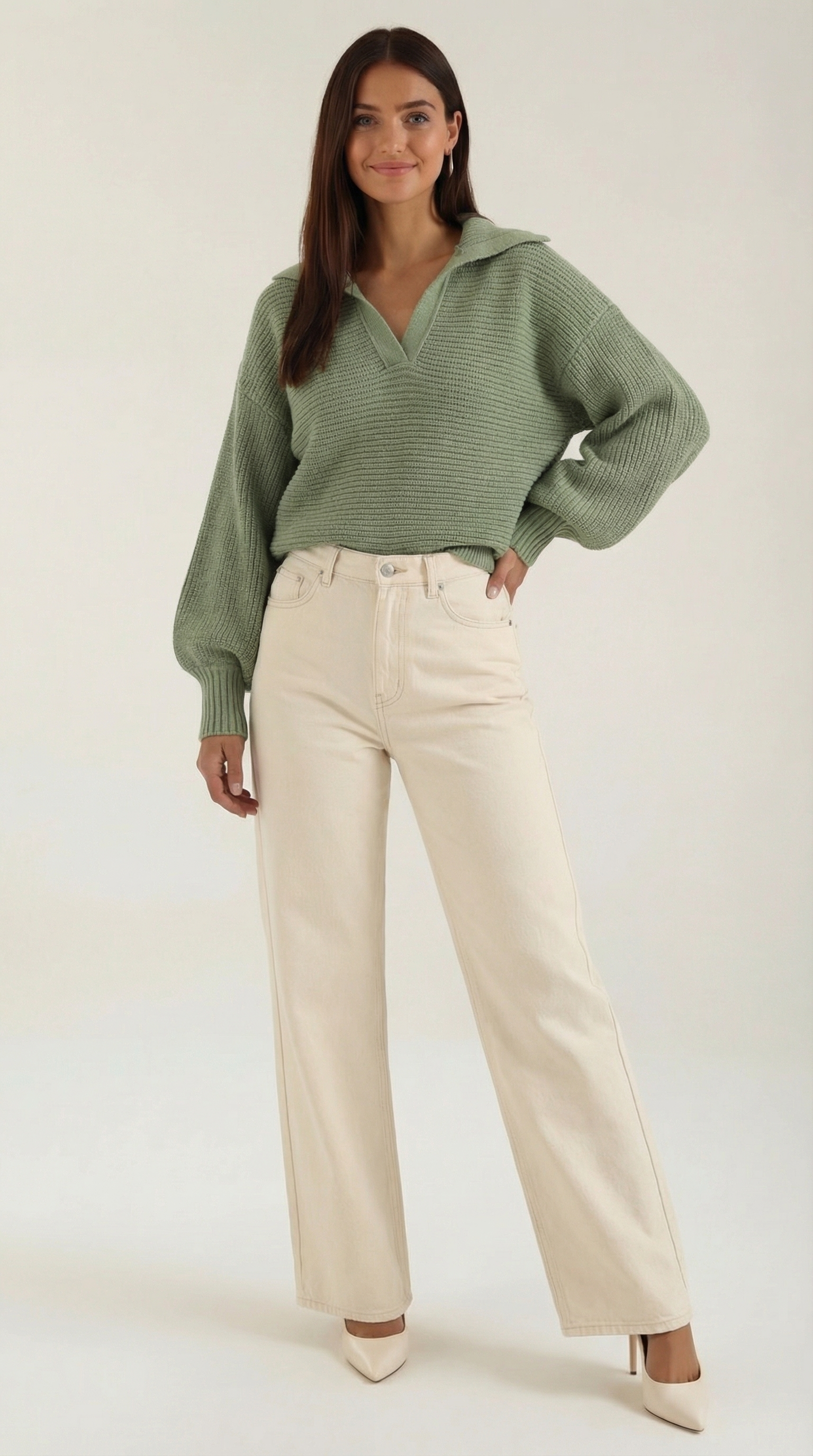 Pauline Collared Chunky Knit Sweater