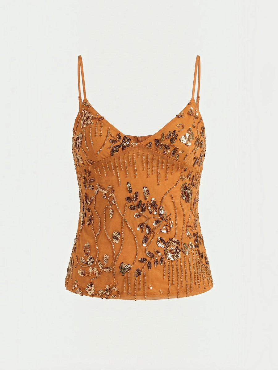 Dottie Sequin V Neck Cami Top