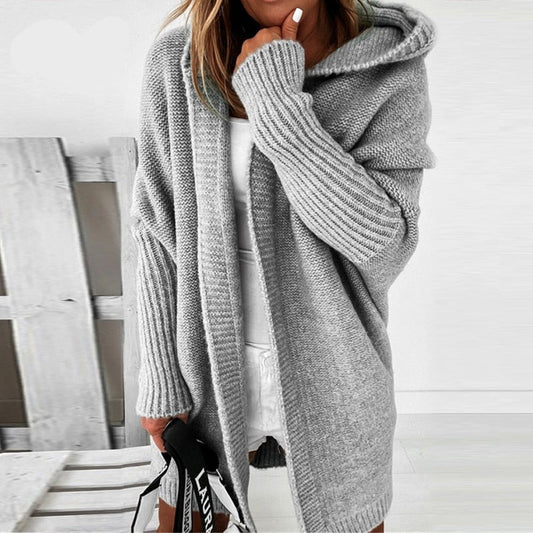 Yara Long Hooded Open Front Cardigan