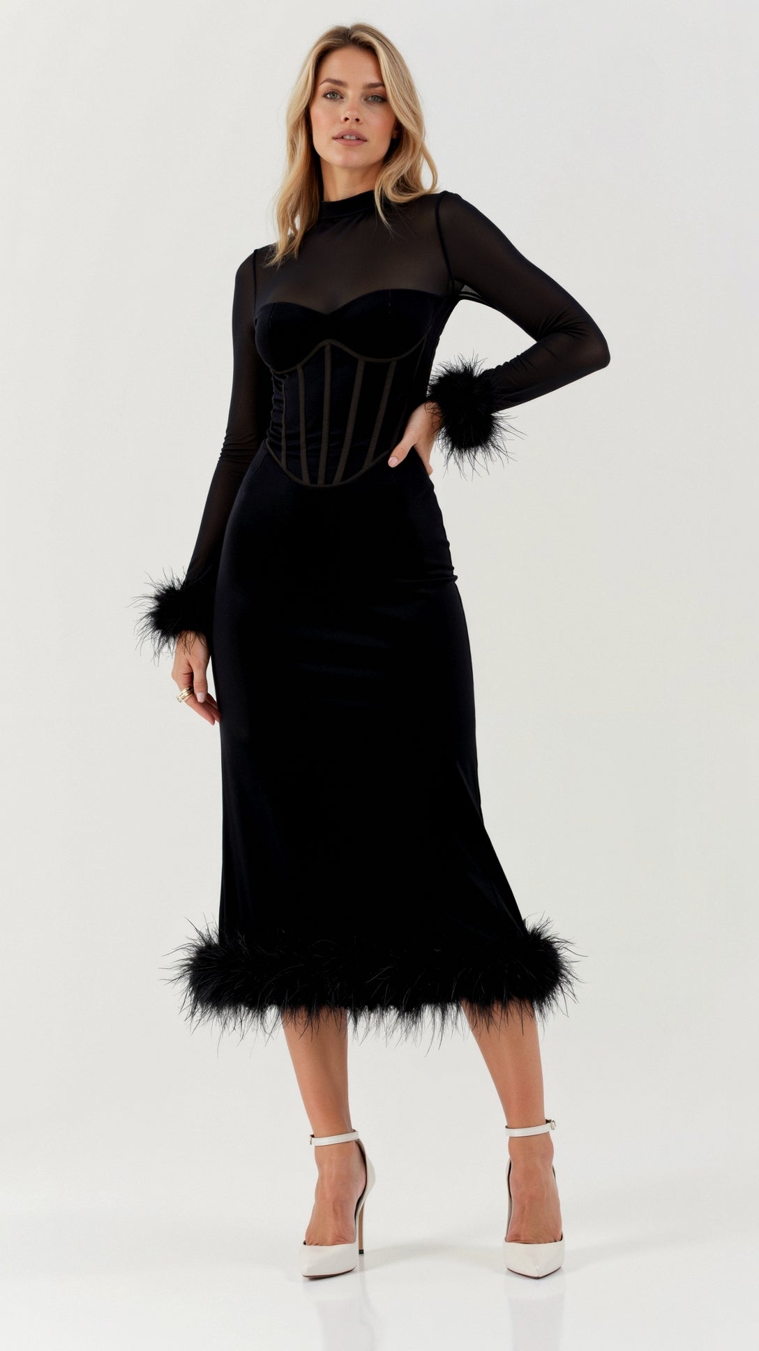 Sabine Black Midi Dress