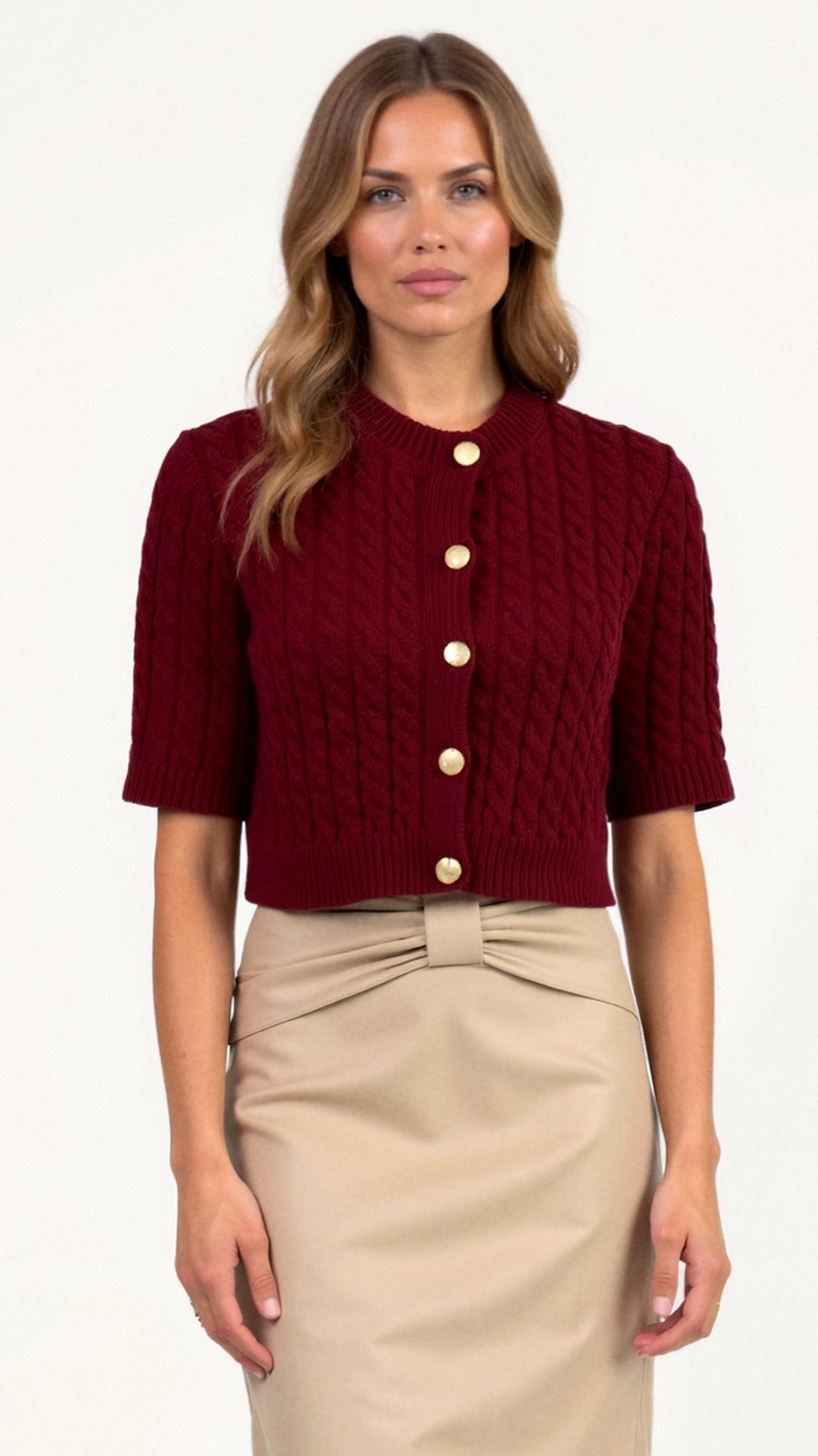 Faith Cropped Knitted Cardigan