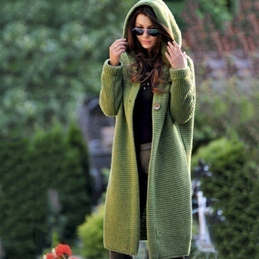 Aida Long Hooded Cotton Cardigan Coat