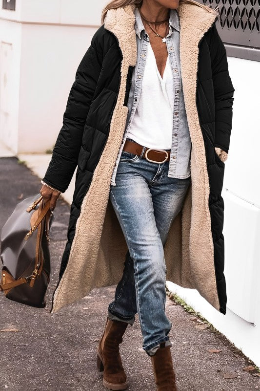 Tanja Long Reversible Sherpa Hooded Coat