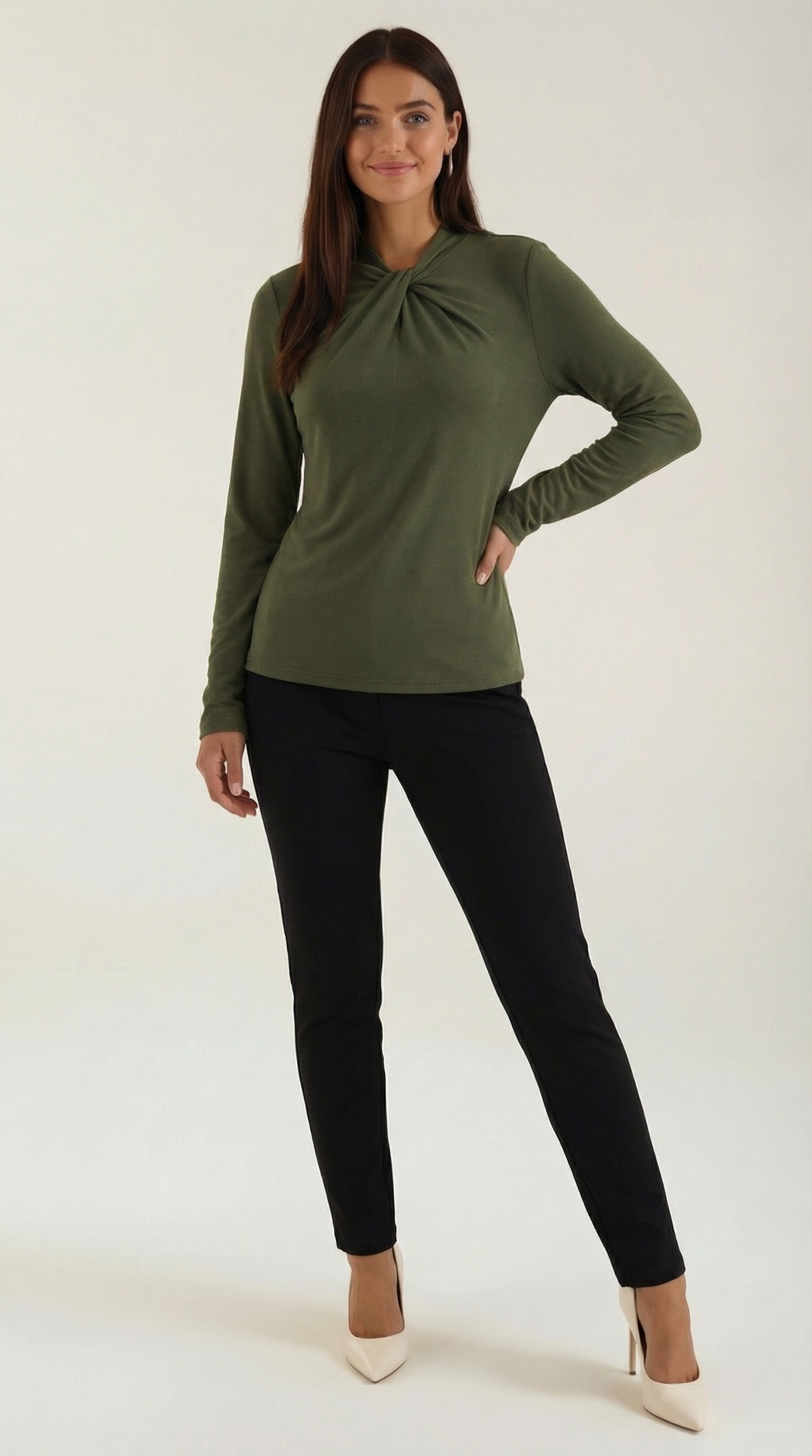 Jamie Knotted Mock Neck Blouse
