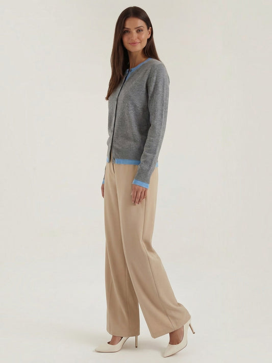 Wynona Contrast Stripe Wool Blend Cardigan