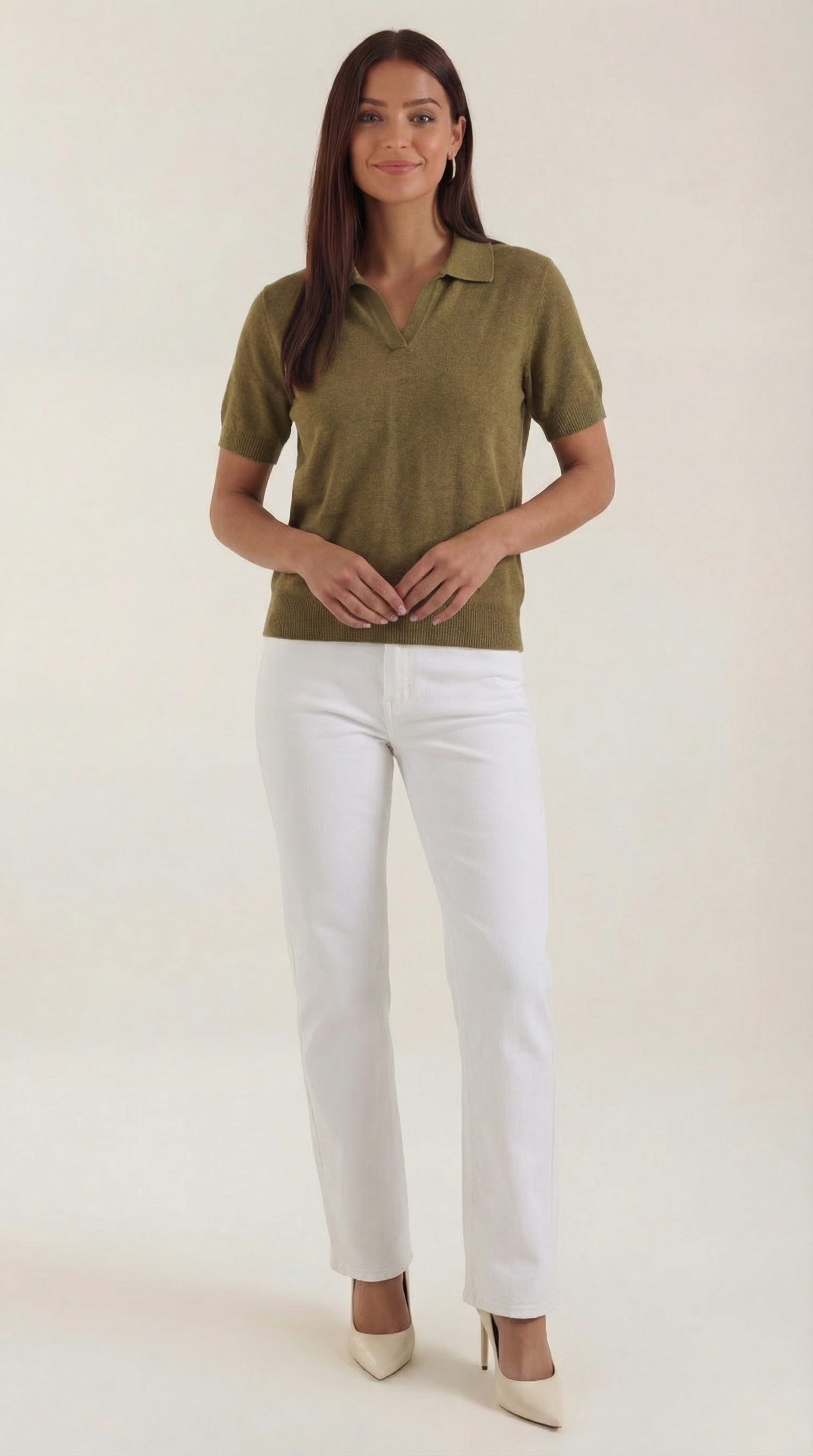 Rita Knitted Short-Sleeved Polo Top