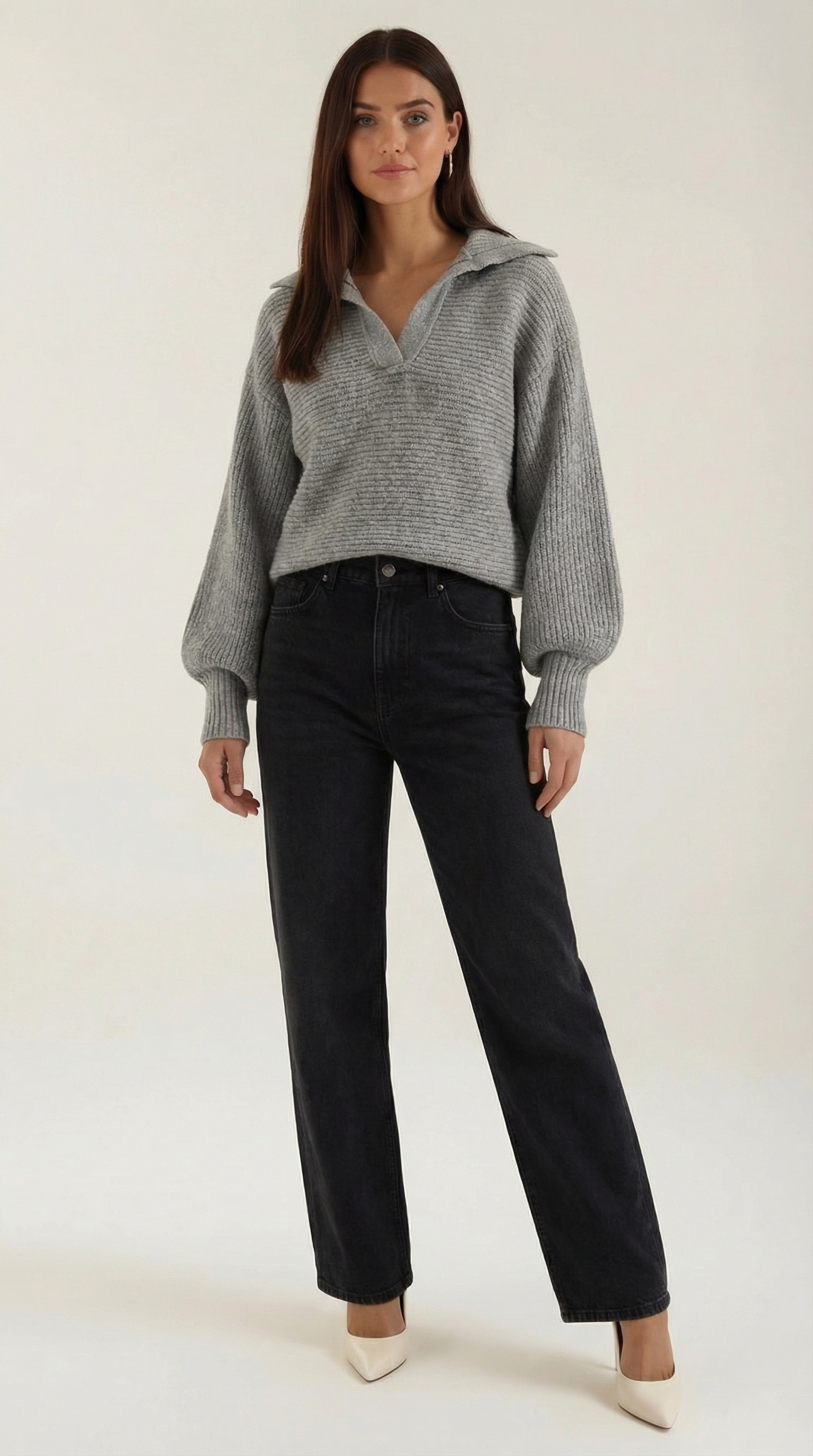 Pauline Collared Chunky Knit Sweater