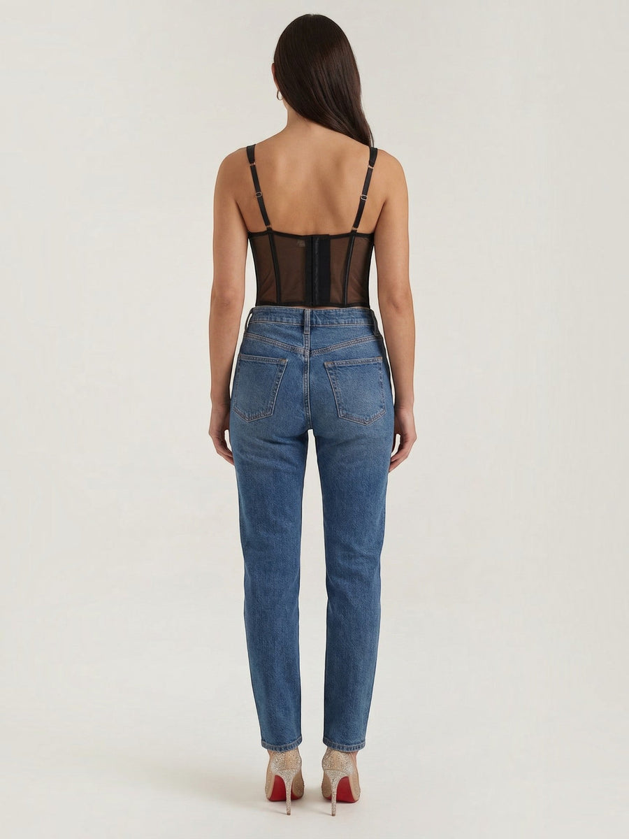 Penelope Mesh Panel Corset Crop Top