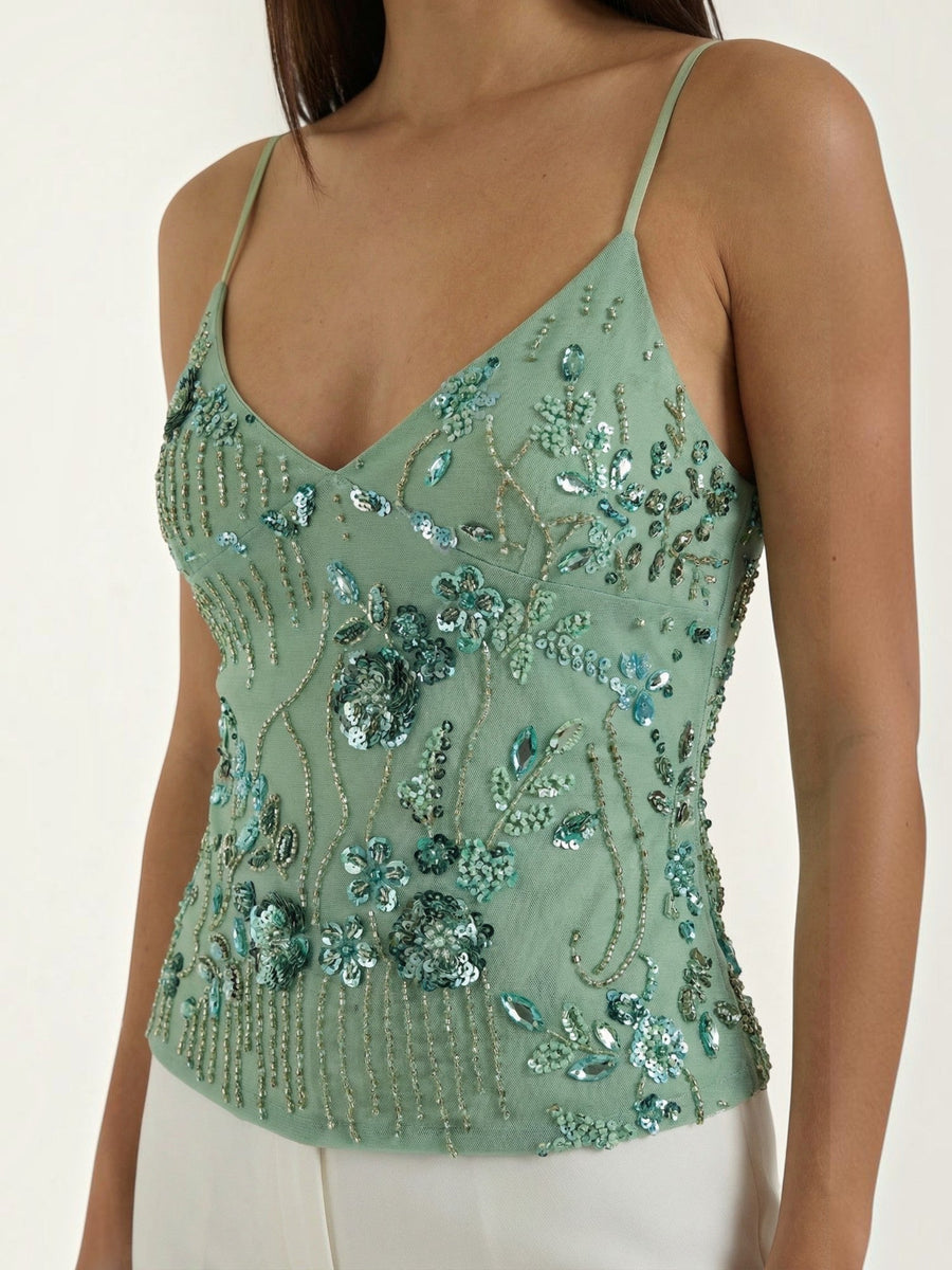 Dottie Sequin V Neck Cami Top