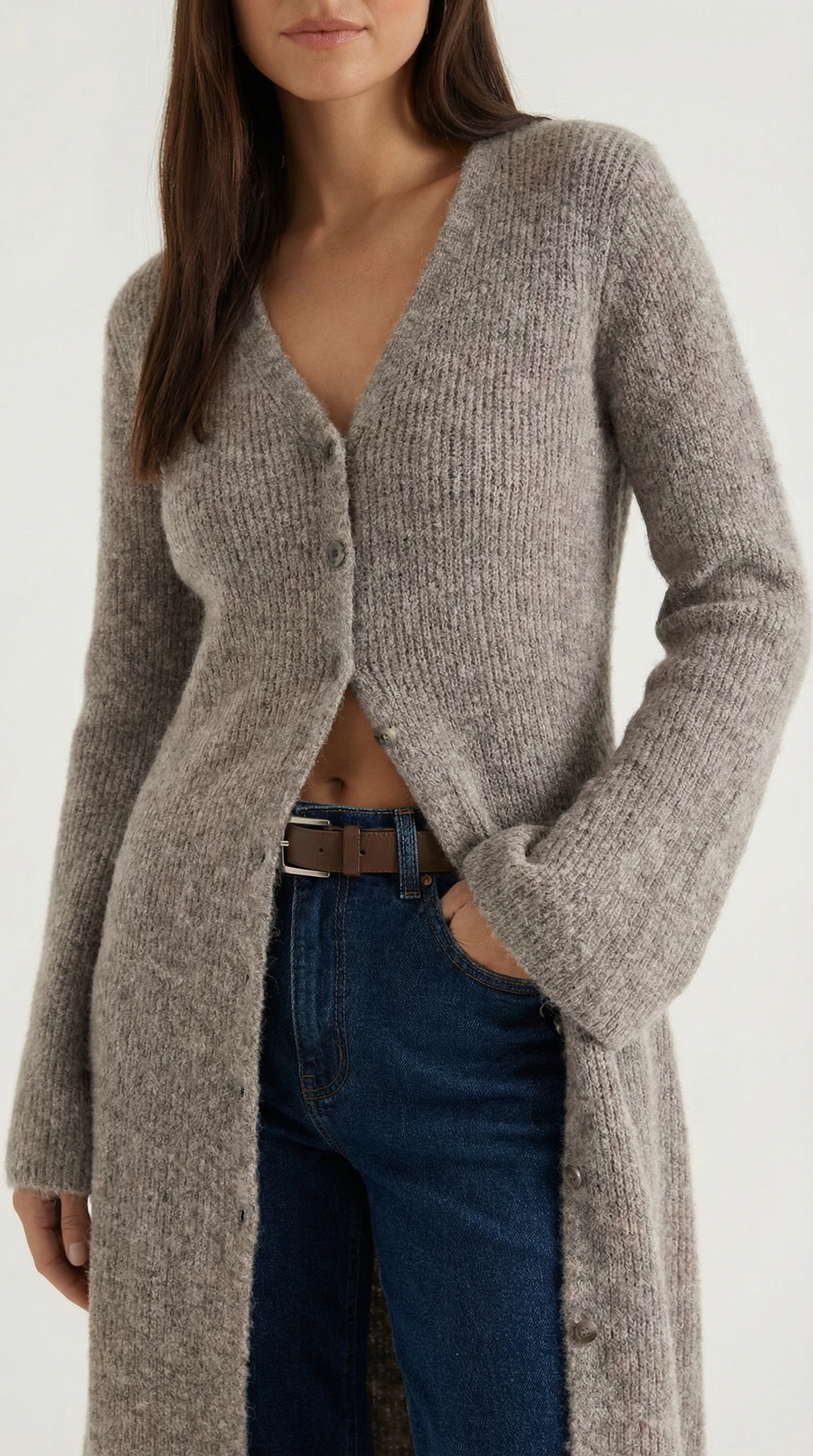 Valerie Ribbed V-Neck Maxi Cardigan