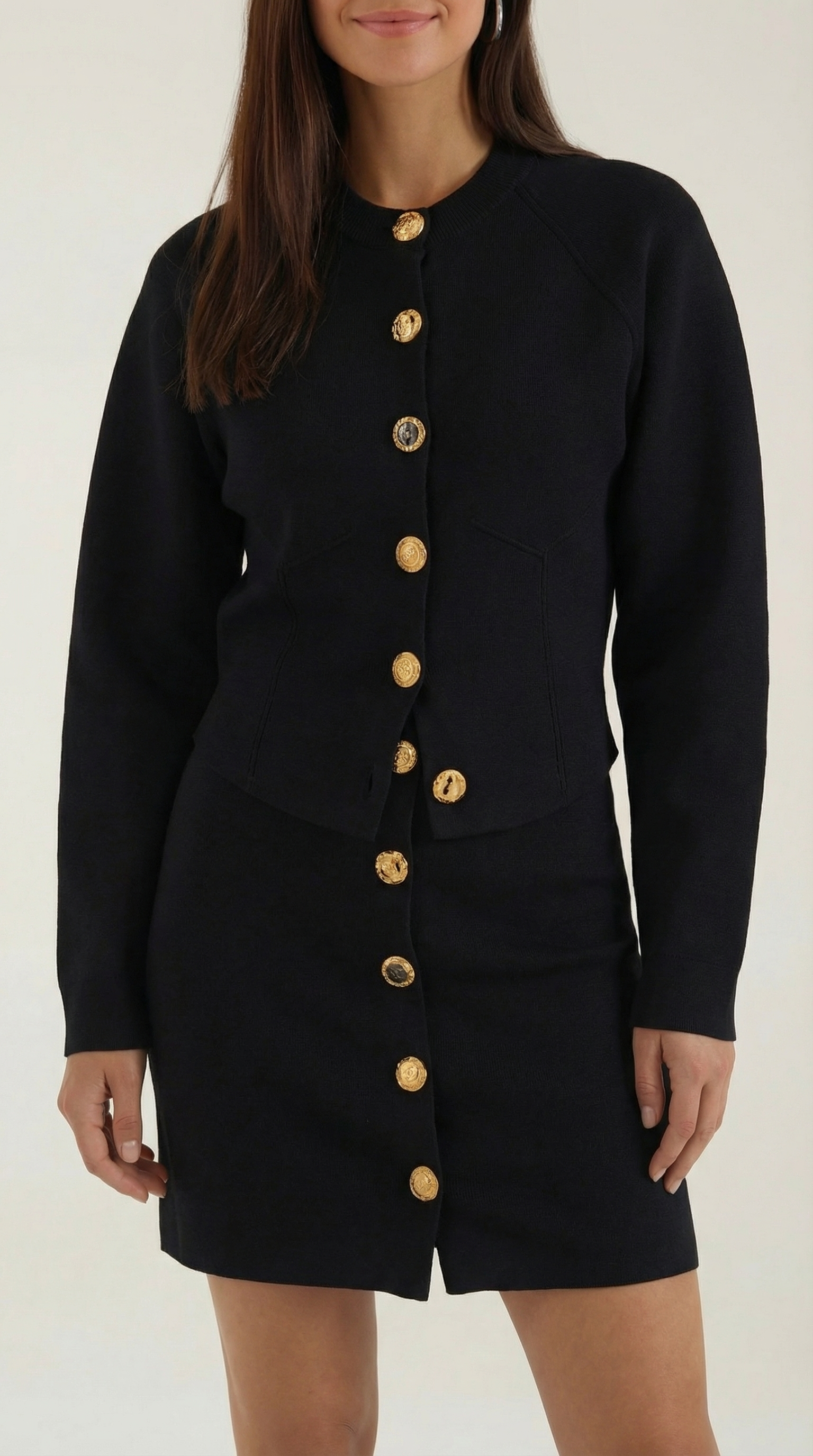 Carrie Buttoned Cardigan and Skirt Set