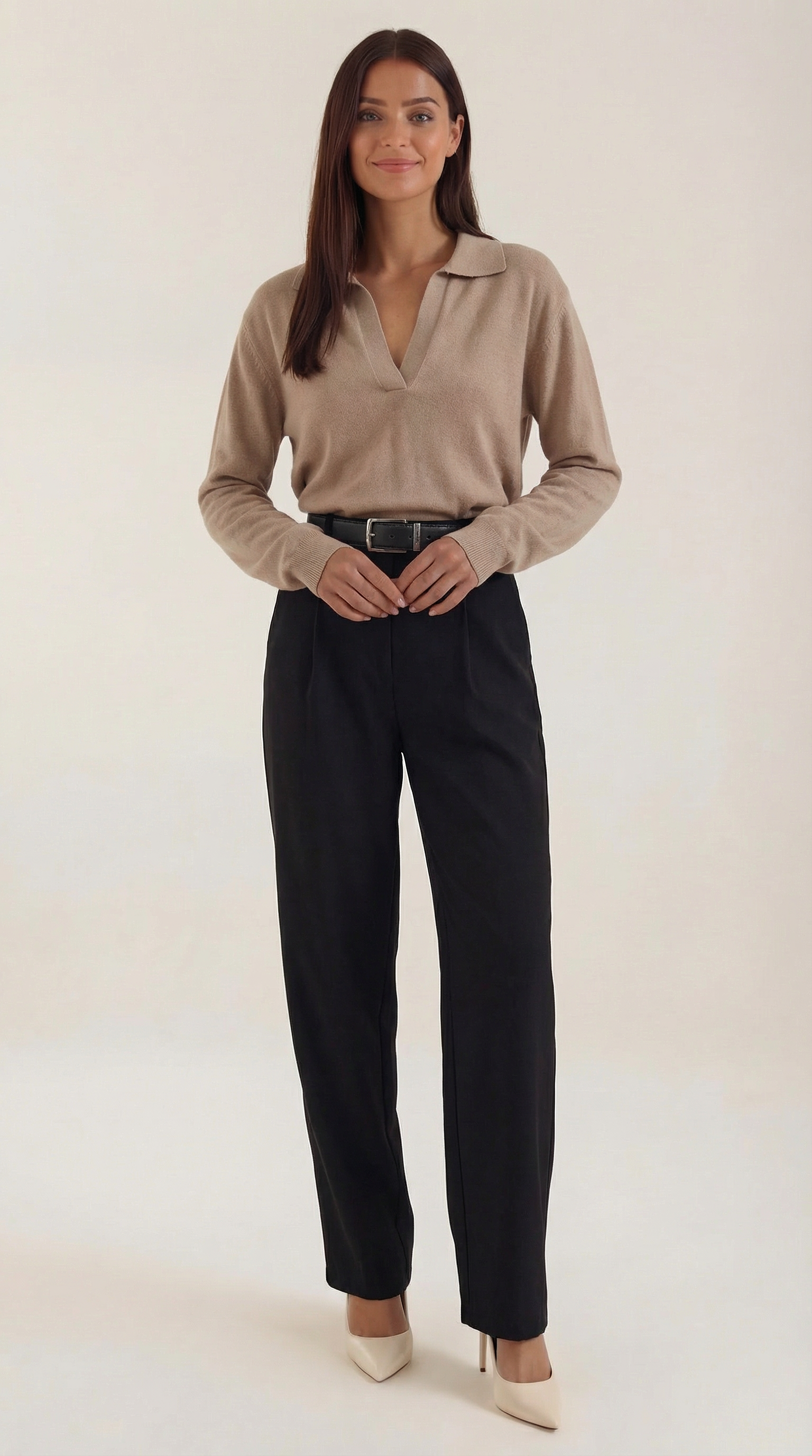 Margaret Casual V-Neck Polo Sweater