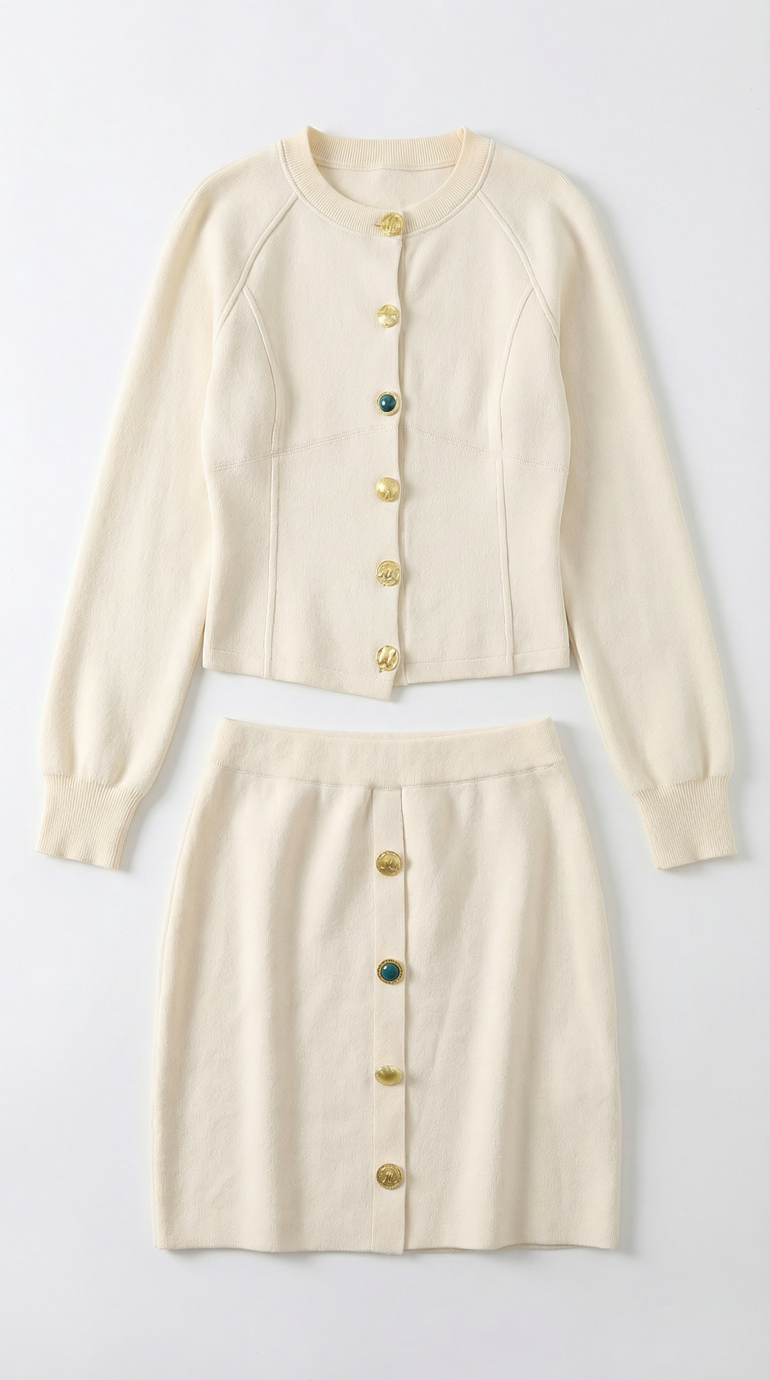 Carrie Buttoned Cardigan and Skirt Set