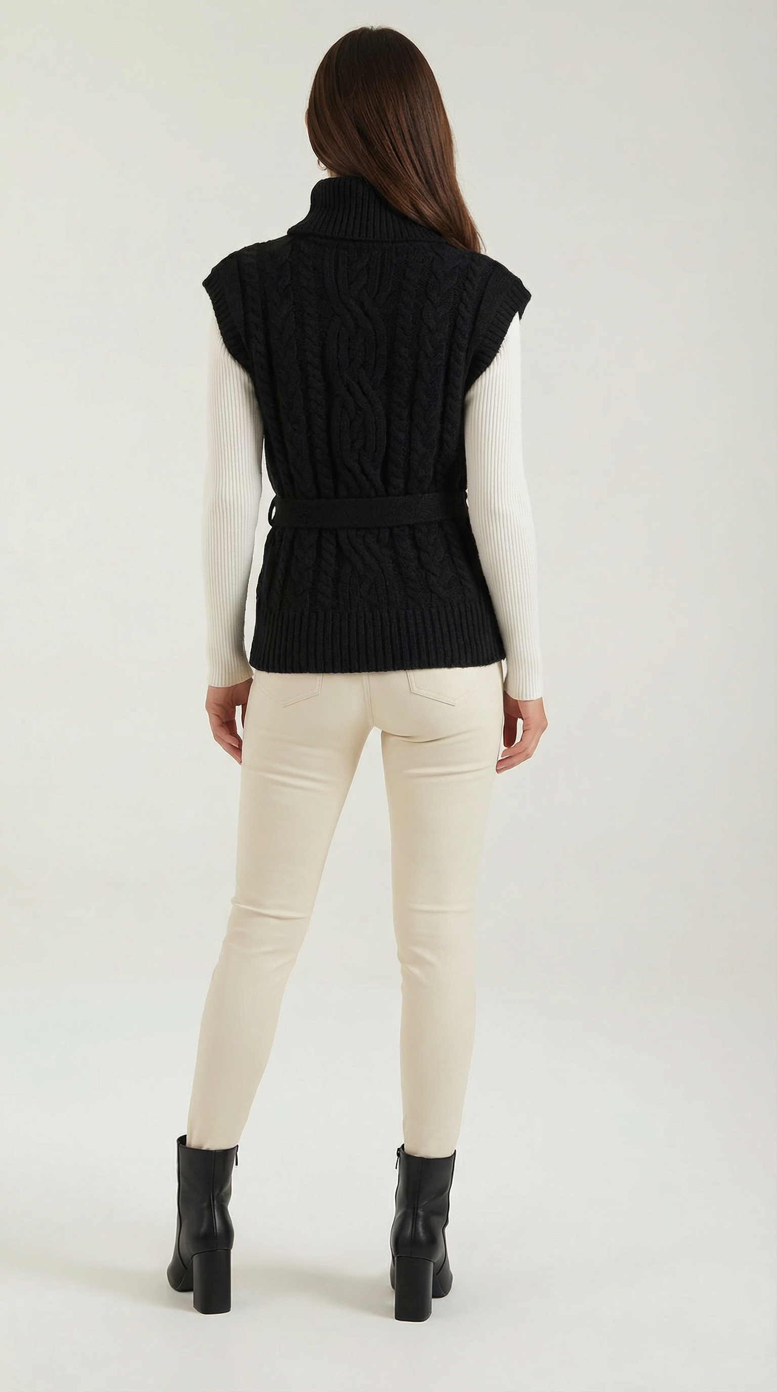 Wendy Roll Neck Cable Knit Vest