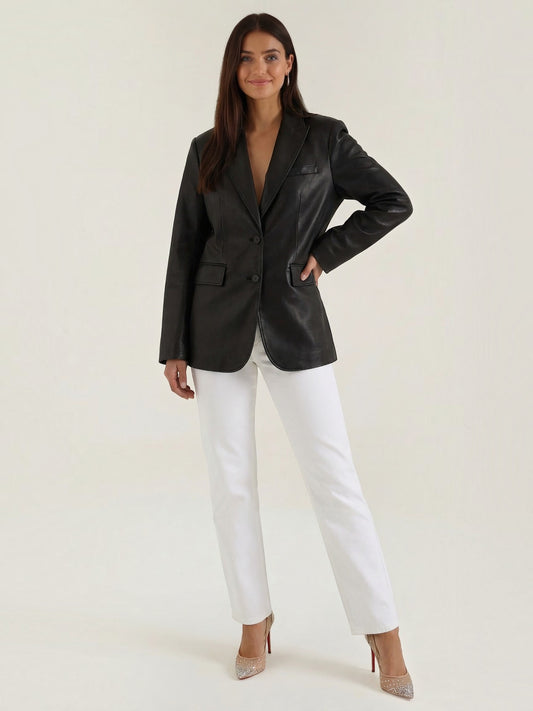 Catherine Oversized Leather Blazer