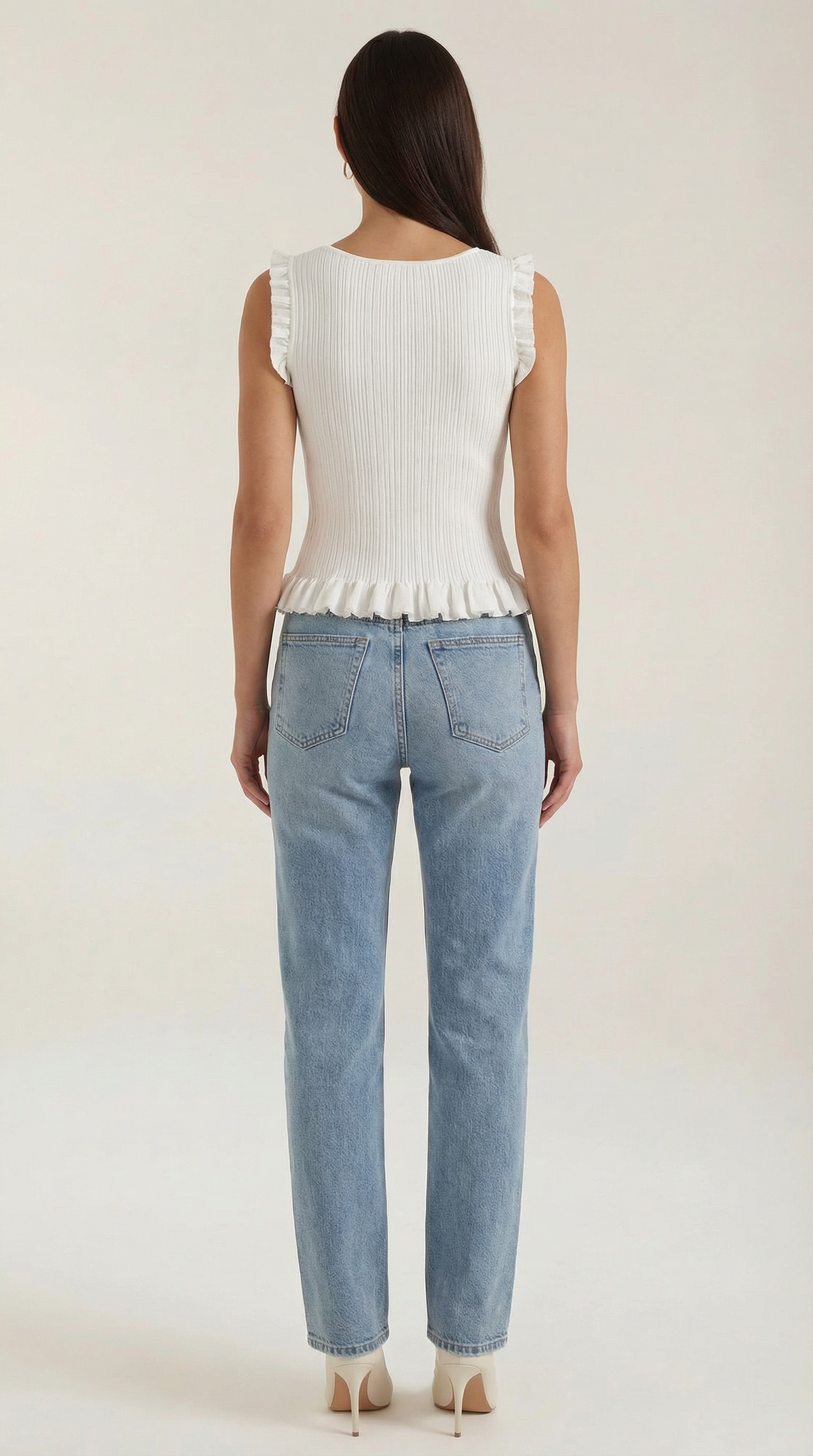 Carol Ribbed Knit Ruffle Top