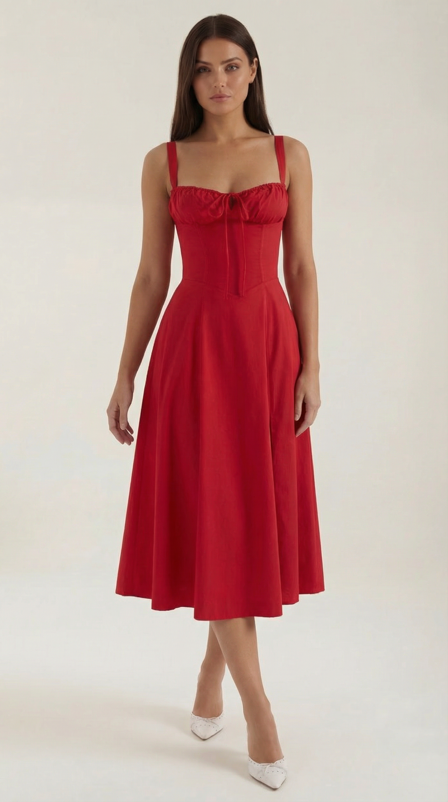 Jade Lace Up Midi Dress