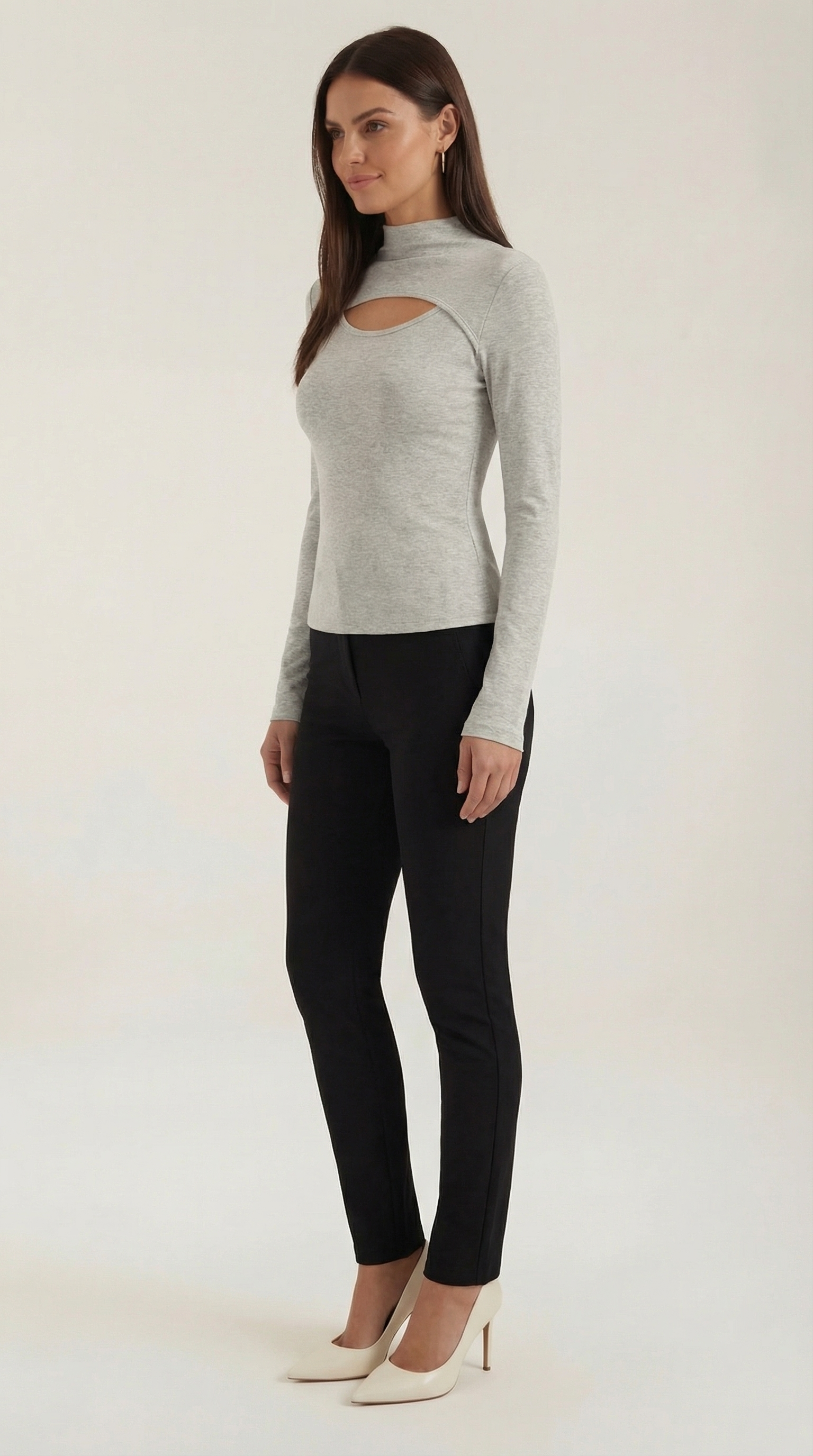 Barbara Chic Cutout Long-Sleeve Knit Top