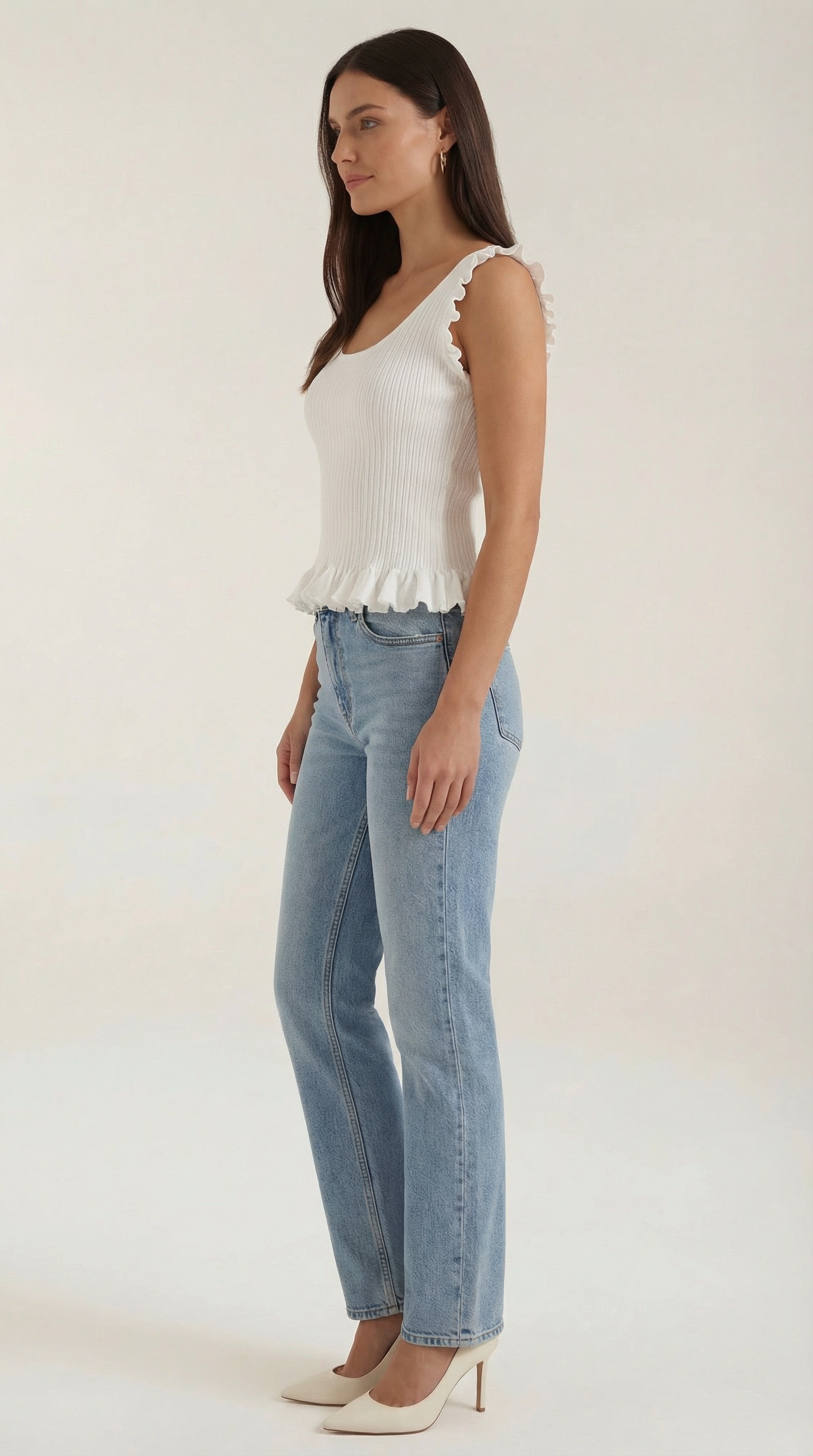 Carol Ribbed Knit Ruffle Top