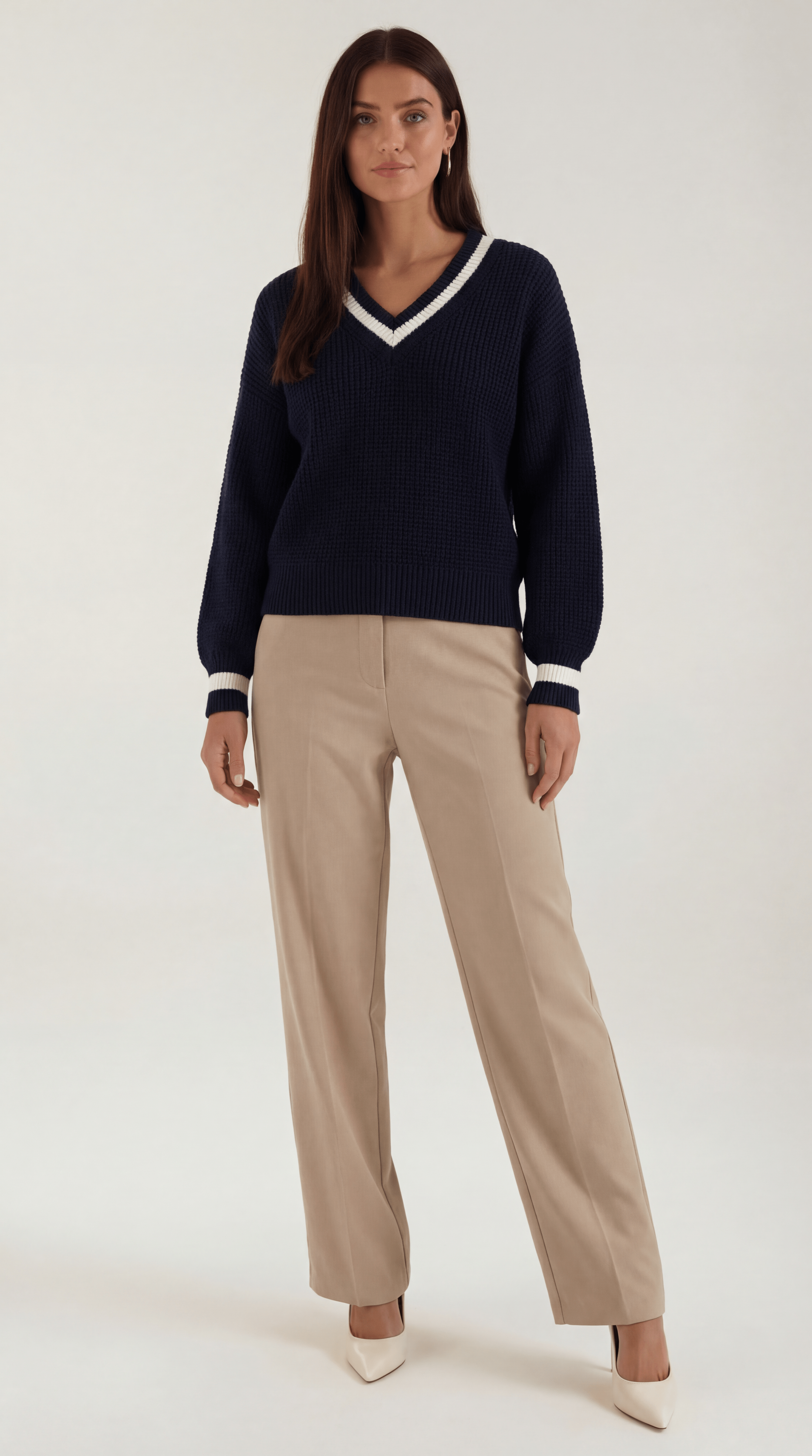 Tina Contrast Trim Knit Sweater
