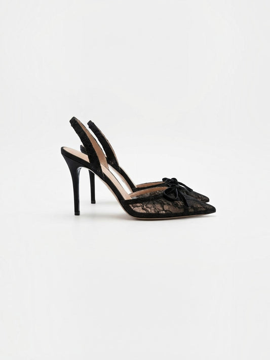 Alouette Lace Bow Slingback Pumps