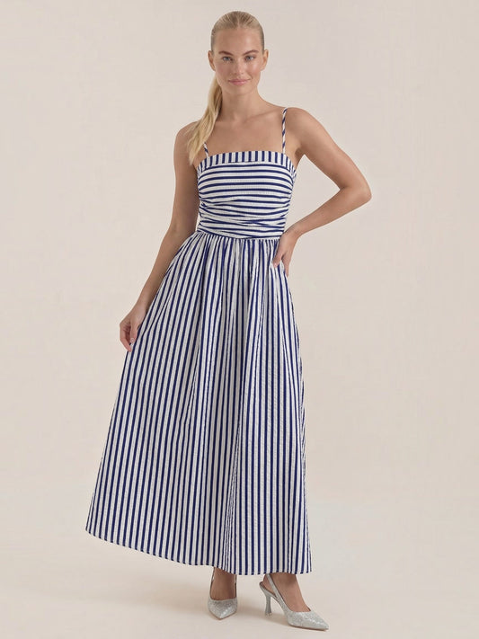 Sandra Striped Square Neck Maxi Sundress
